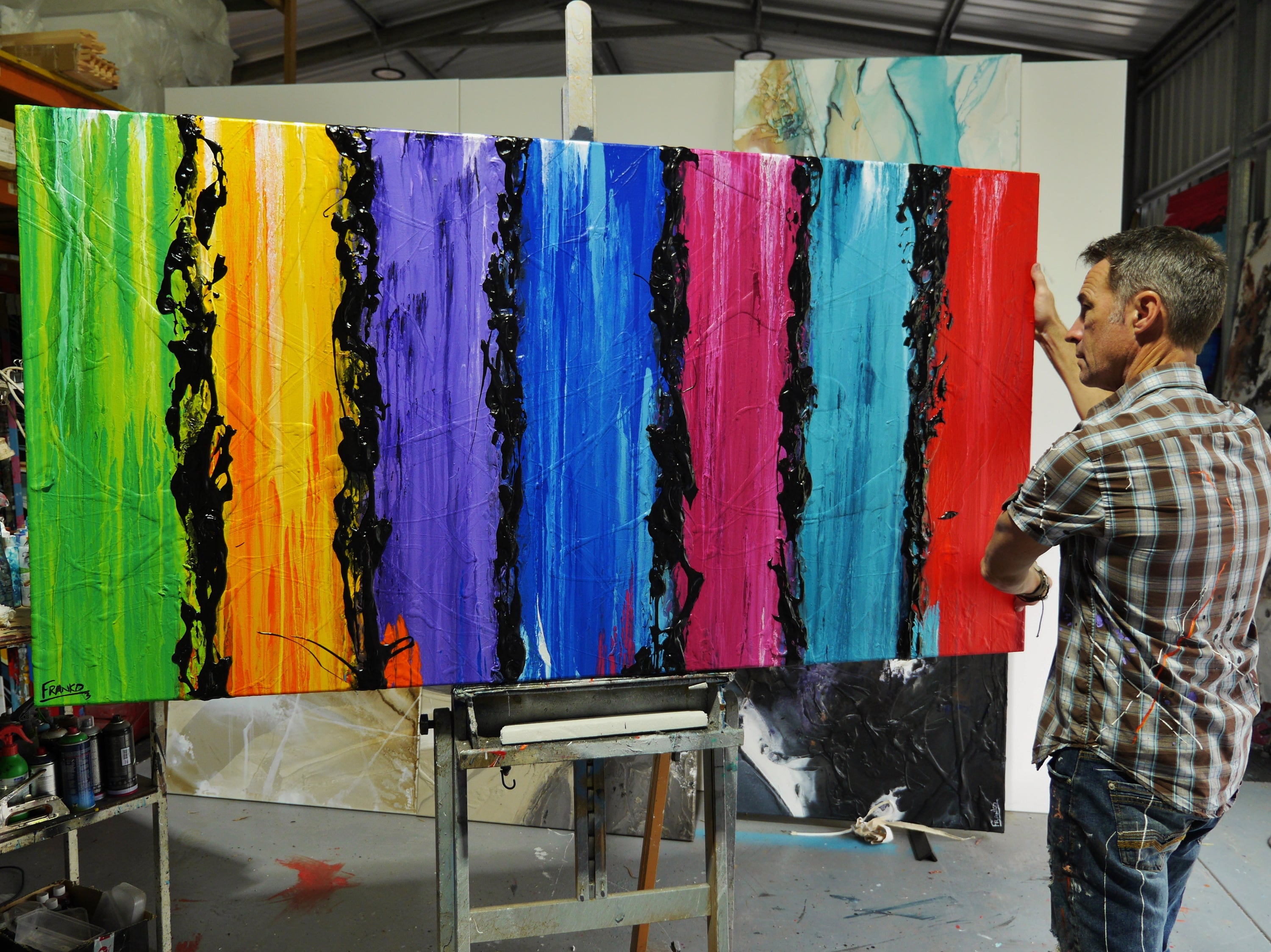 Rational Colour 190cm x 100cm Colourful Textured Abstract Painting-Abstract-[Franko]-[Australian]-[Popular]-[Best Selling]-Franklin Art Studio