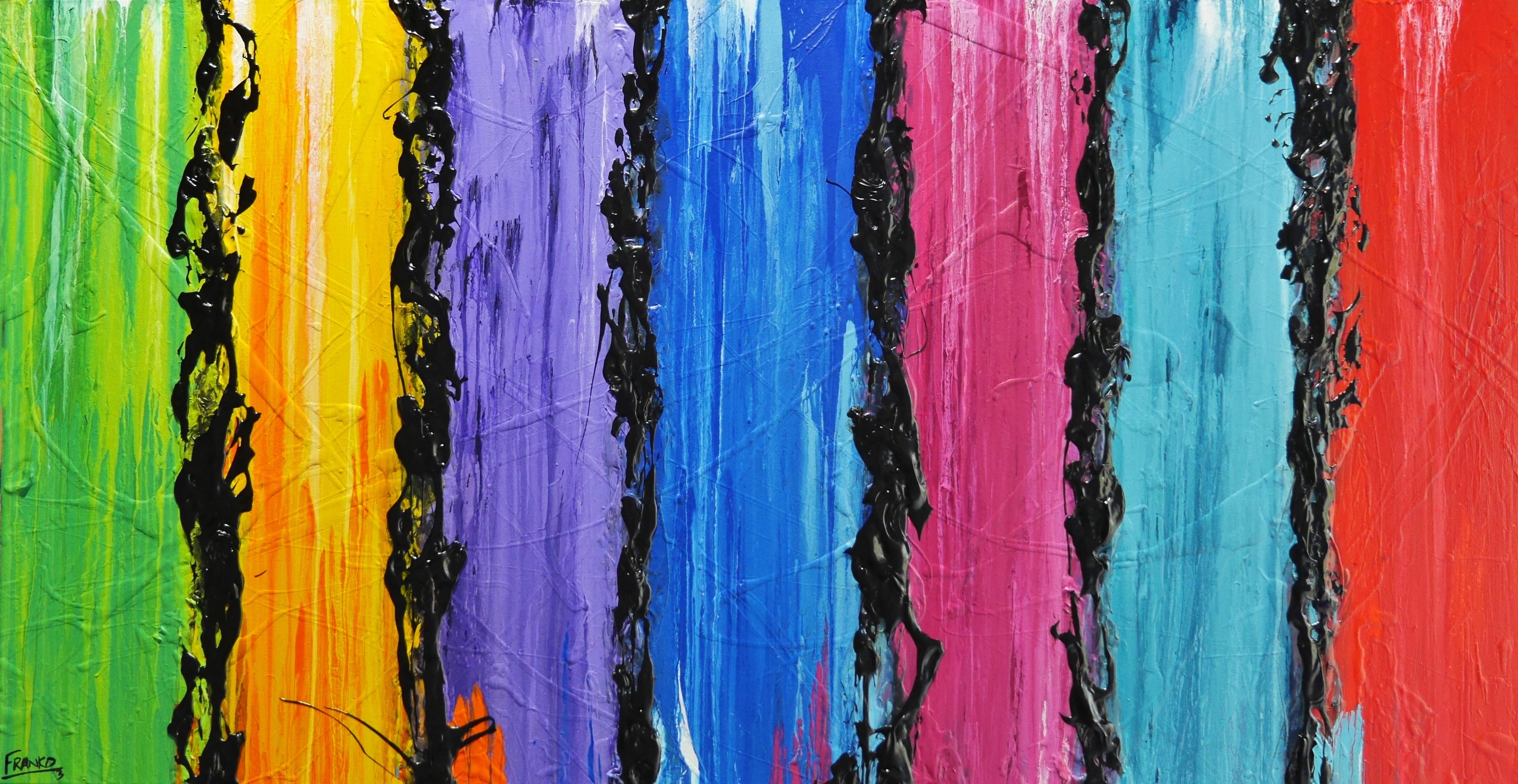 Rational Colour 190cm x 100cm Colourful Textured Abstract Painting-Abstract-[Franko_Artist]-[Australian_artist]-[Gold_Coast]-[Brisbane]-[modern]-[contemporary]-[original]-[Large_artwork]-Franklin Art Studio