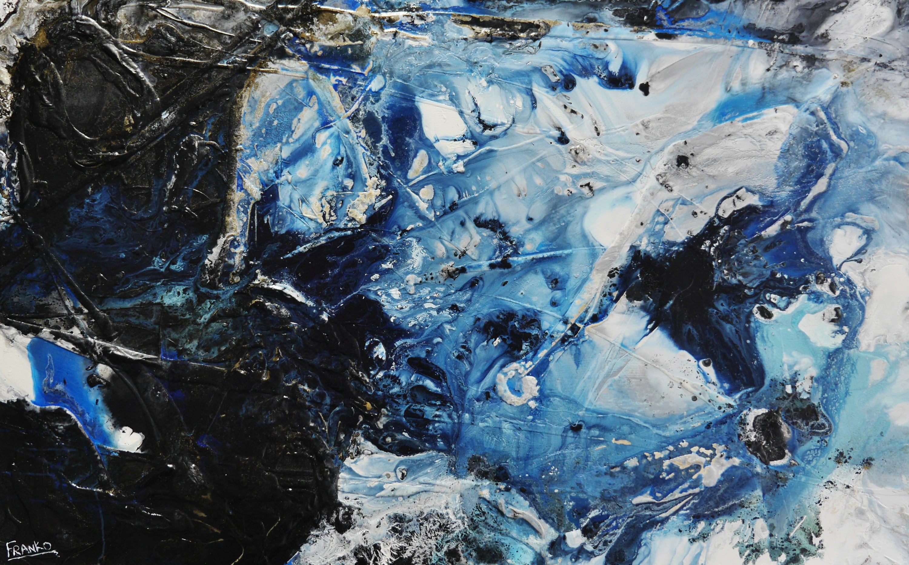 Blue Slate 160cm x 100cm Blue Textured Abstract Painting (SOLD)-Abstract-[Franko_Artist]-[Australian_artist]-[Gold_Coast]-[Brisbane]-[modern]-[contemporary]-[original]-[Large_artwork]-Franklin Art Studio
