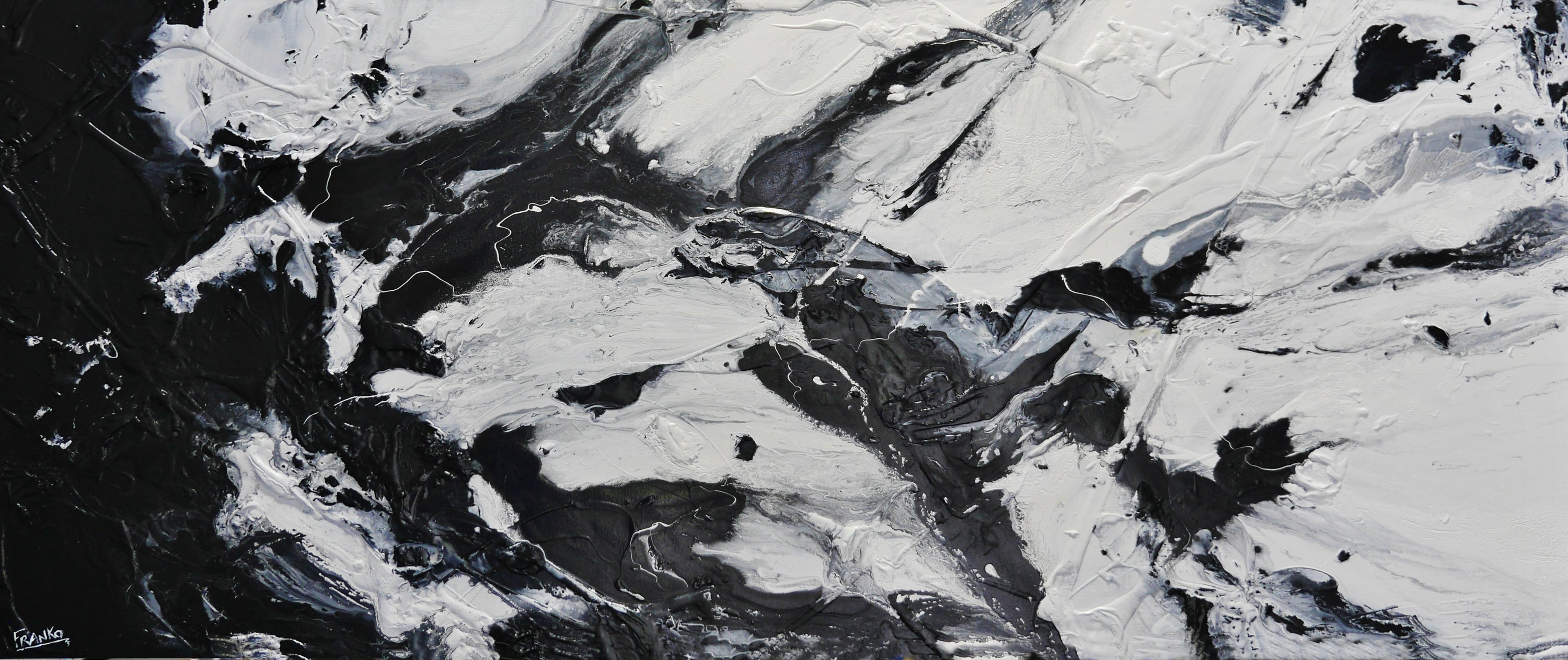 Sugar 240cm x 100cm Black and White Textured Abstract Painting (SOLD)-Abstract-[Franko_Artist]-[Australian_artist]-[Gold_Coast]-[Brisbane]-[modern]-[contemporary]-[original]-[Large_artwork]-Franklin Art Studio