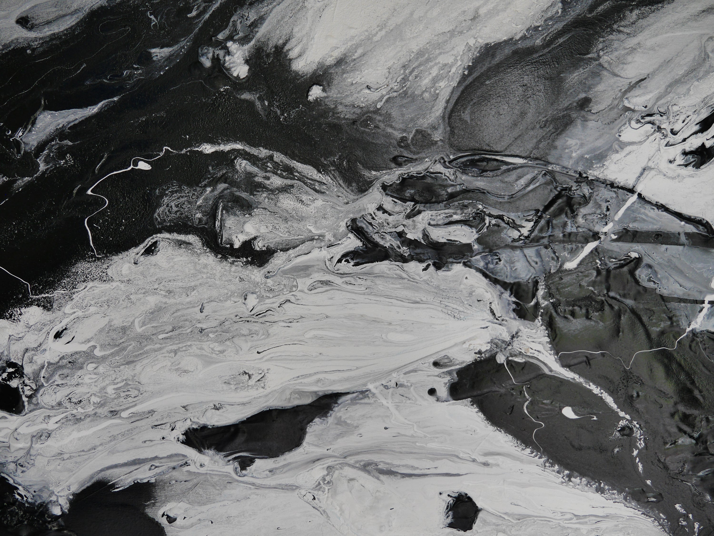 Sugar 240cm x 100cm Black and White Textured Abstract Painting (SOLD)