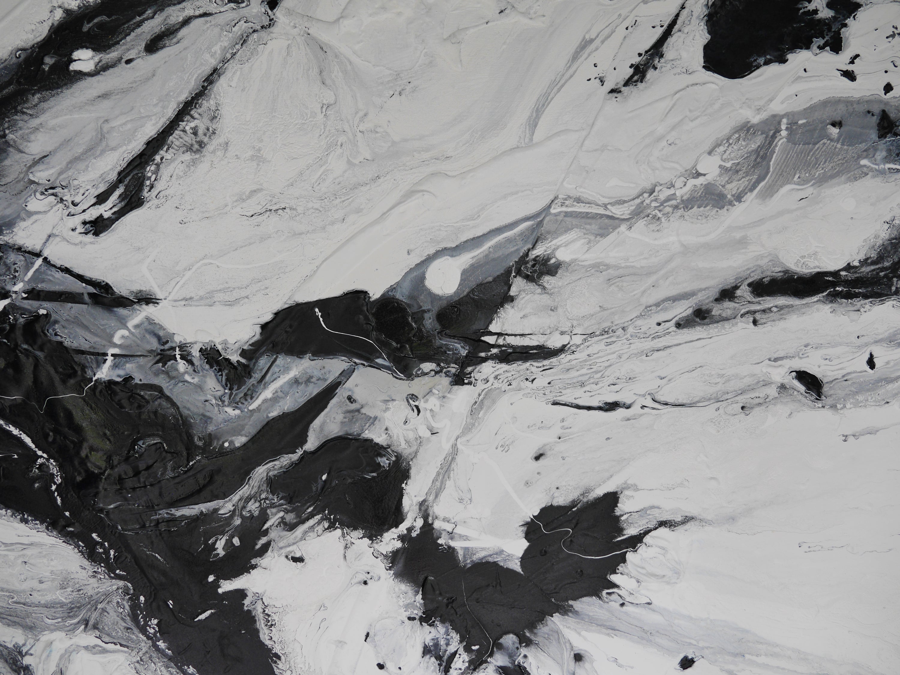 Sugar 240cm x 100cm Black and White Textured Abstract Painting (SOLD)