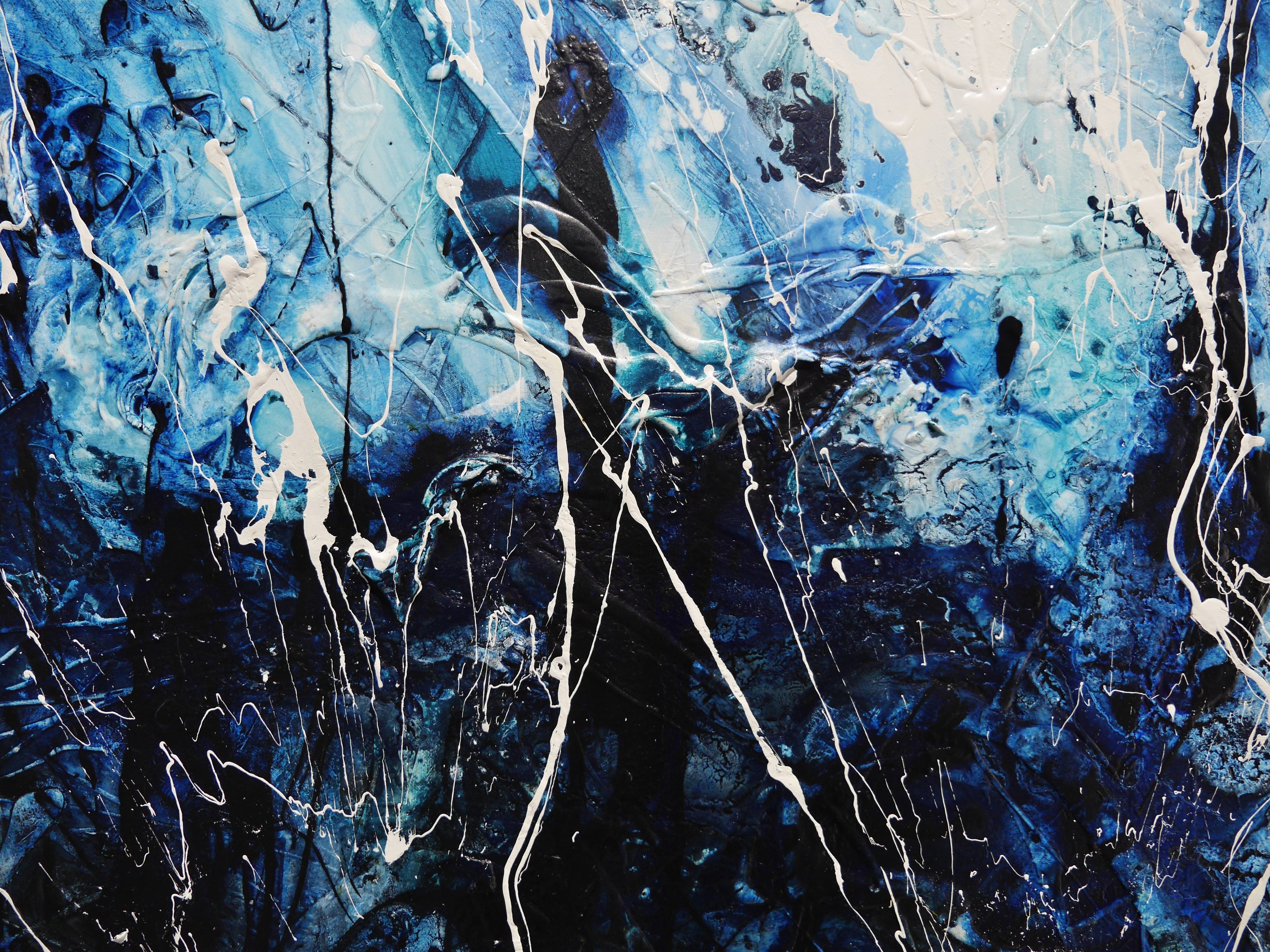 Expanding Evolution 250cm x 150cm Blue Textured Abstract Painting (SOLD)