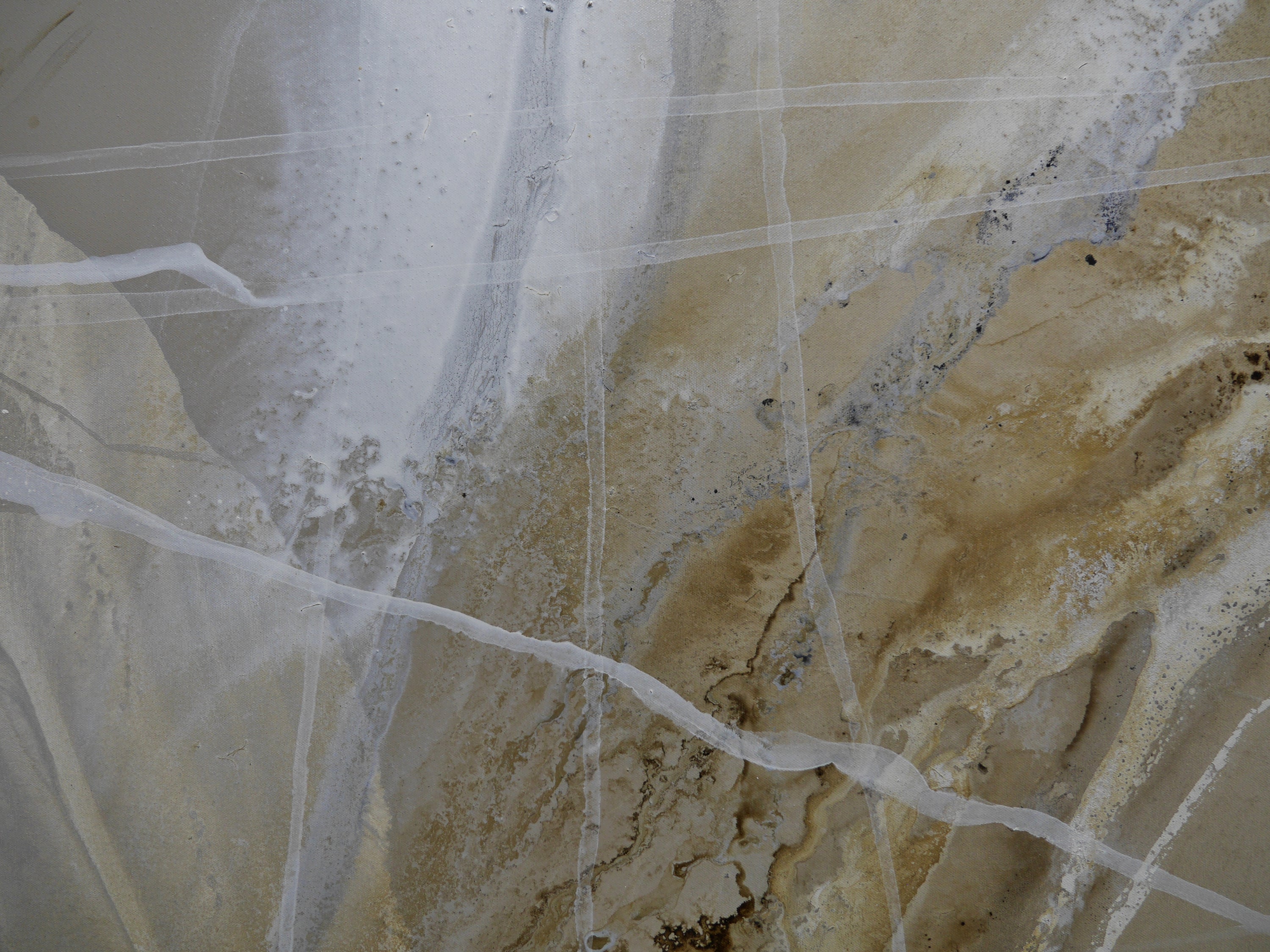 Refined 425 240cm x 100cm Malt Ochre Cream White Blended Abstract Painting (SOLD)