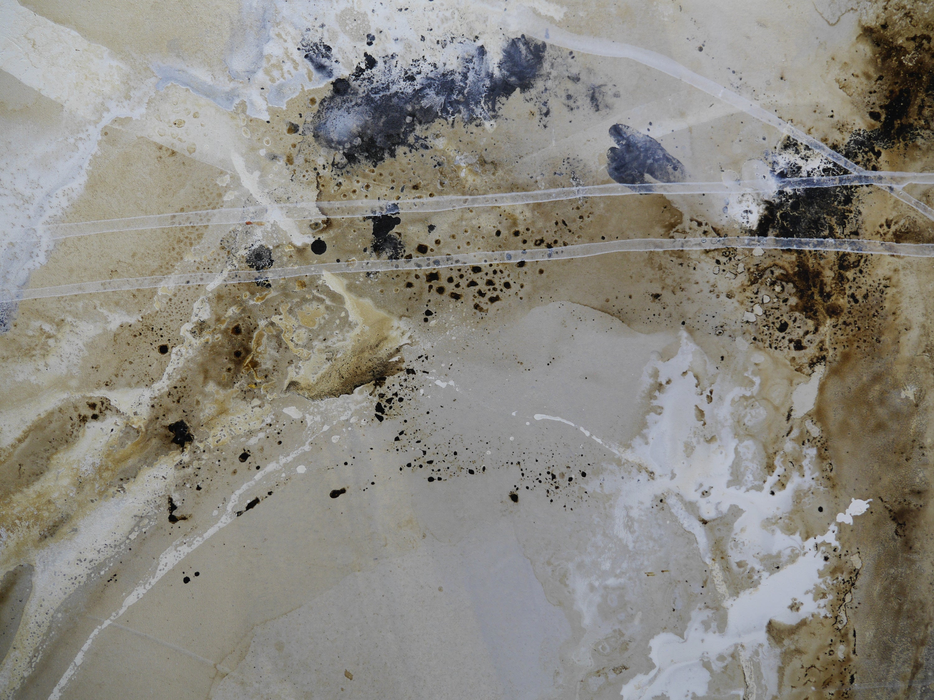 Refined 425 240cm x 100cm Malt Ochre Cream White Blended Abstract Painting (SOLD)