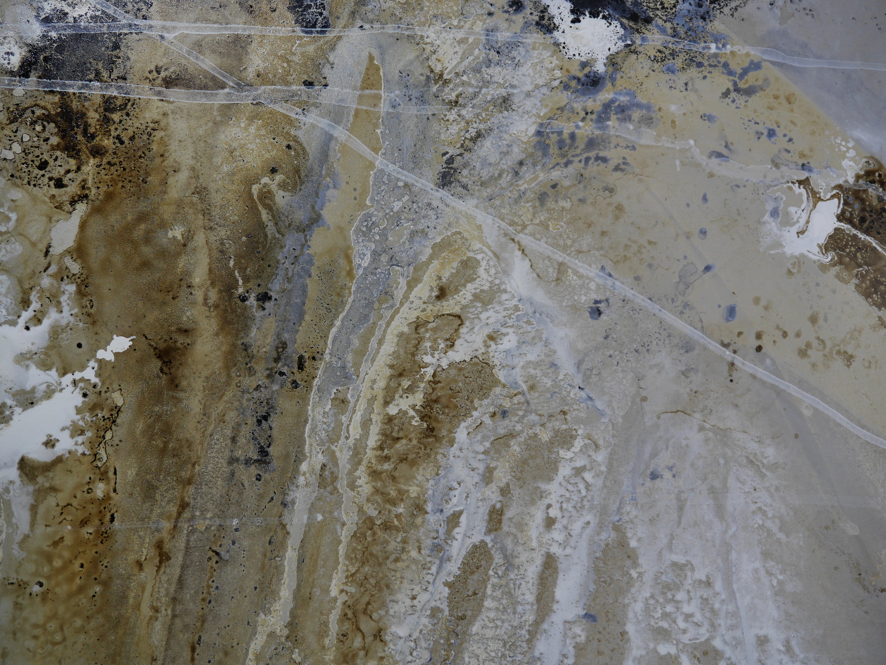 Refined 425 240cm x 100cm Malt Ochre Cream White Blended Abstract Painting (SOLD)