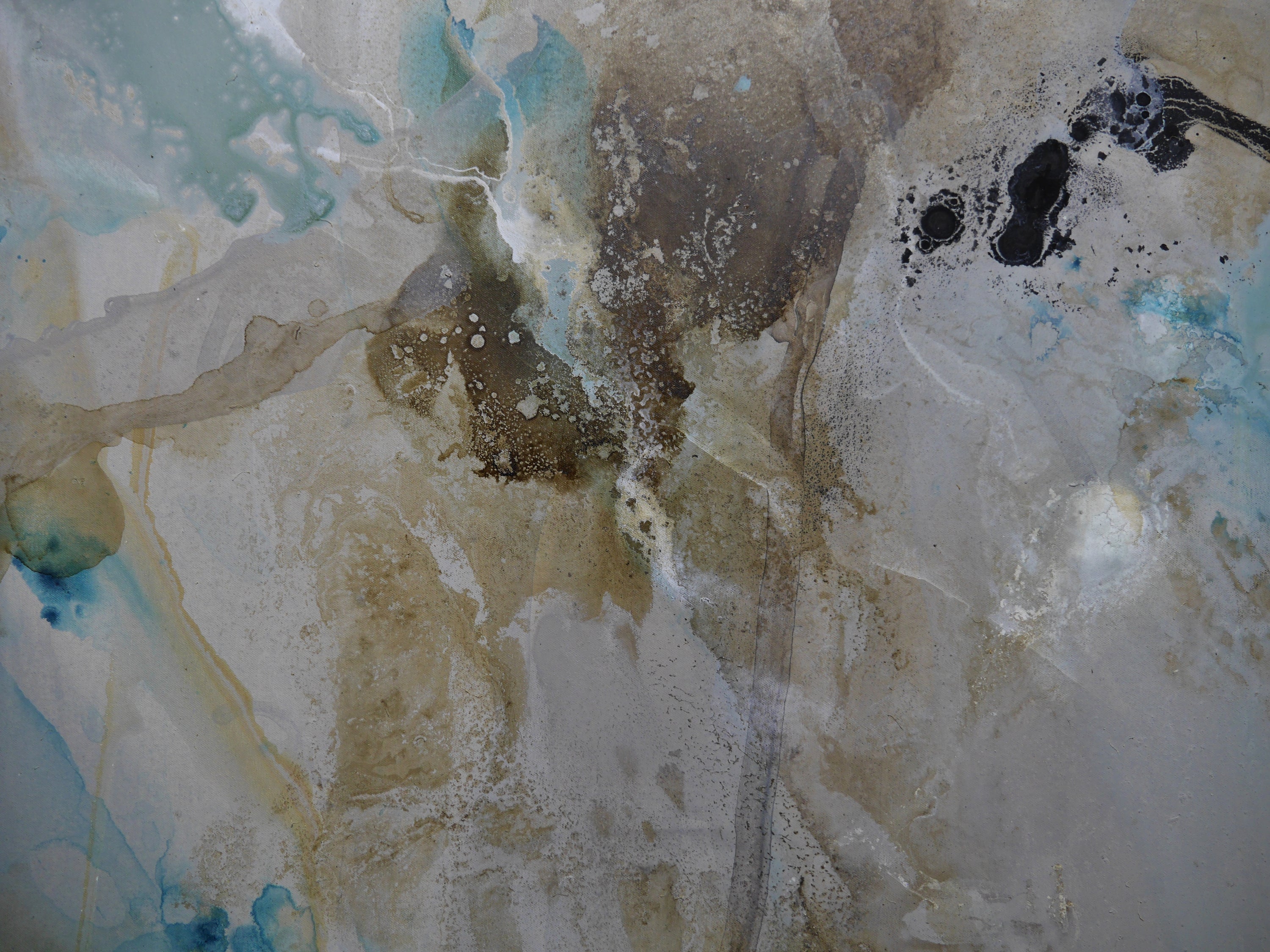 Refined 893 240cm x 100cm  Teal Rust Cream White Blended Abstract Painting (SOLD)