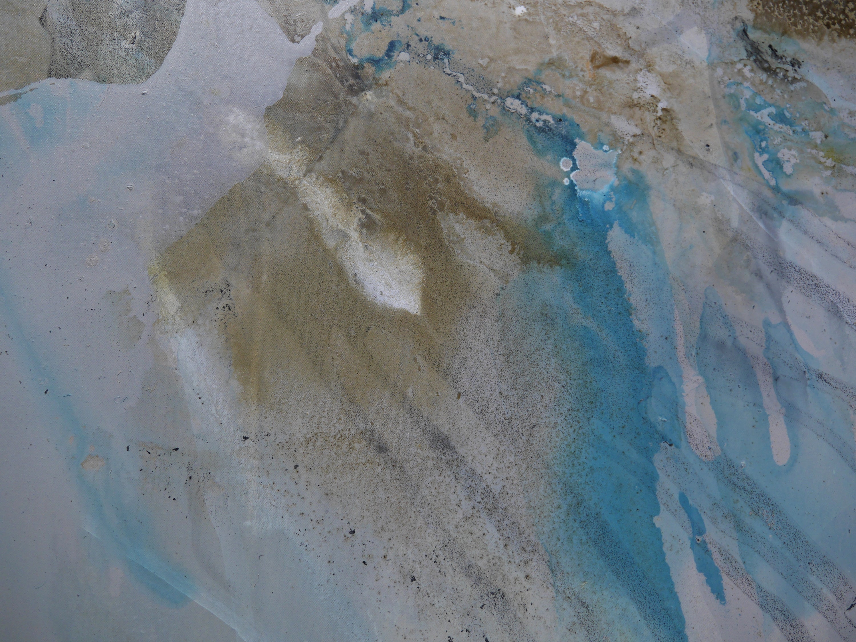 Refined 893 240cm x 100cm  Teal Rust Cream White Blended Abstract Painting (SOLD)