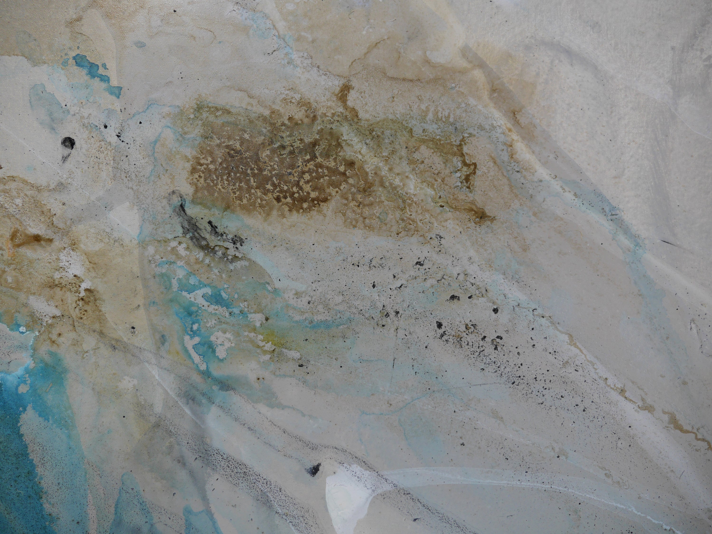Refined 893 240cm x 100cm  Teal Rust Cream White Blended Abstract Painting (SOLD)