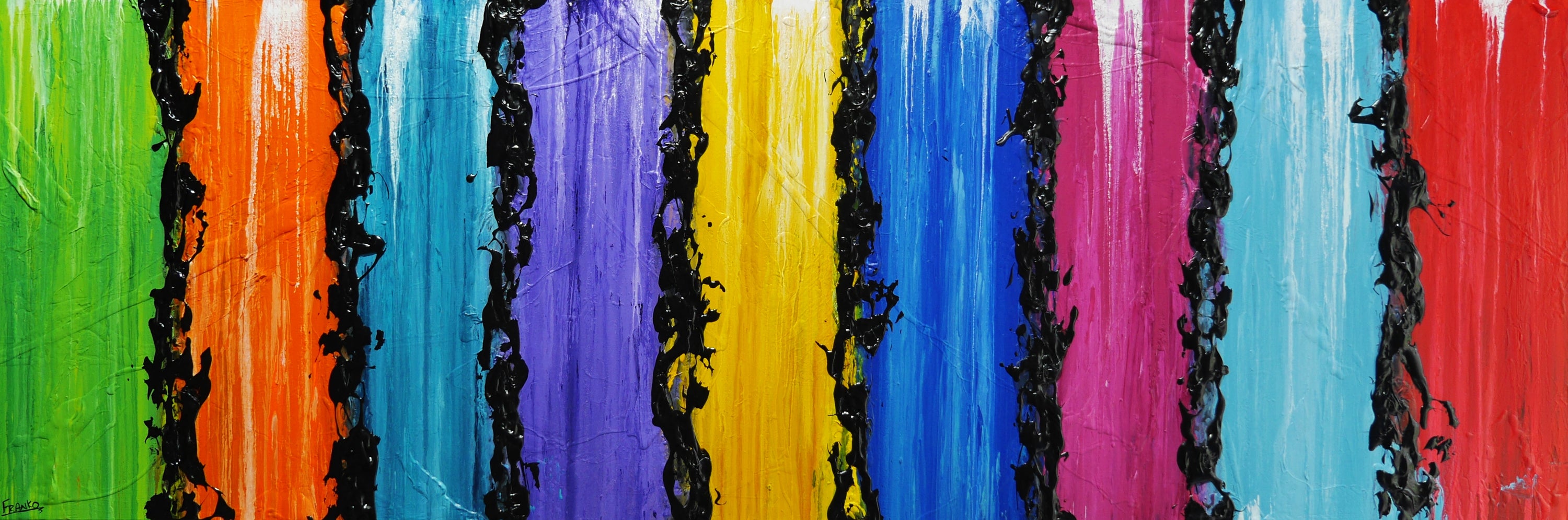 Colour Risque 295cm x 100cm Colourful Textured Abstract Painting-Abstract-[Franko_Artist]-[Australian_artist]-[Gold_Coast]-[Brisbane]-[modern]-[contemporary]-[original]-[Large_artwork]-Franklin Art Studio