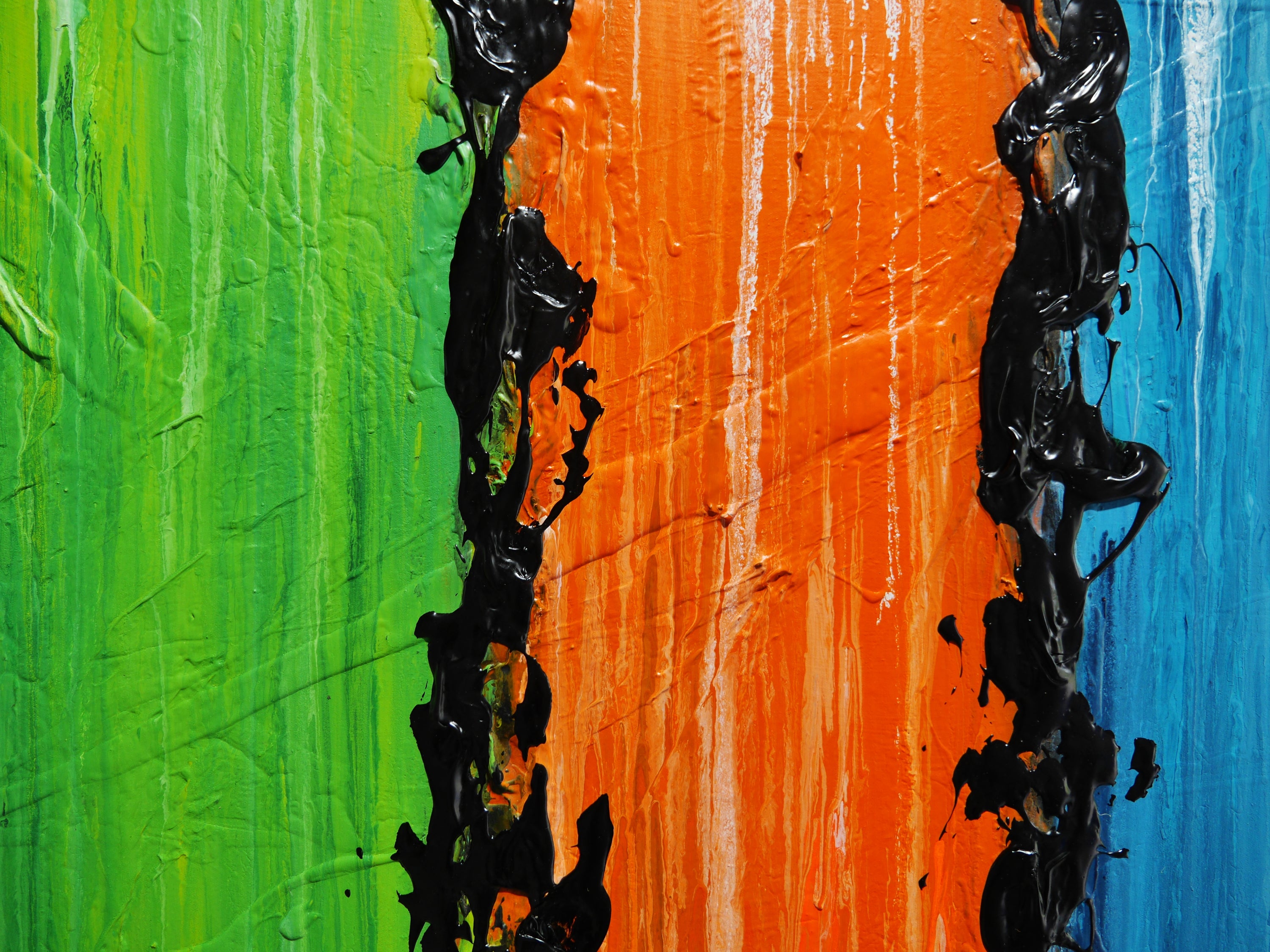 Colour Risque 295cm x 100cm Colourful Textured Abstract Painting (SOLD)