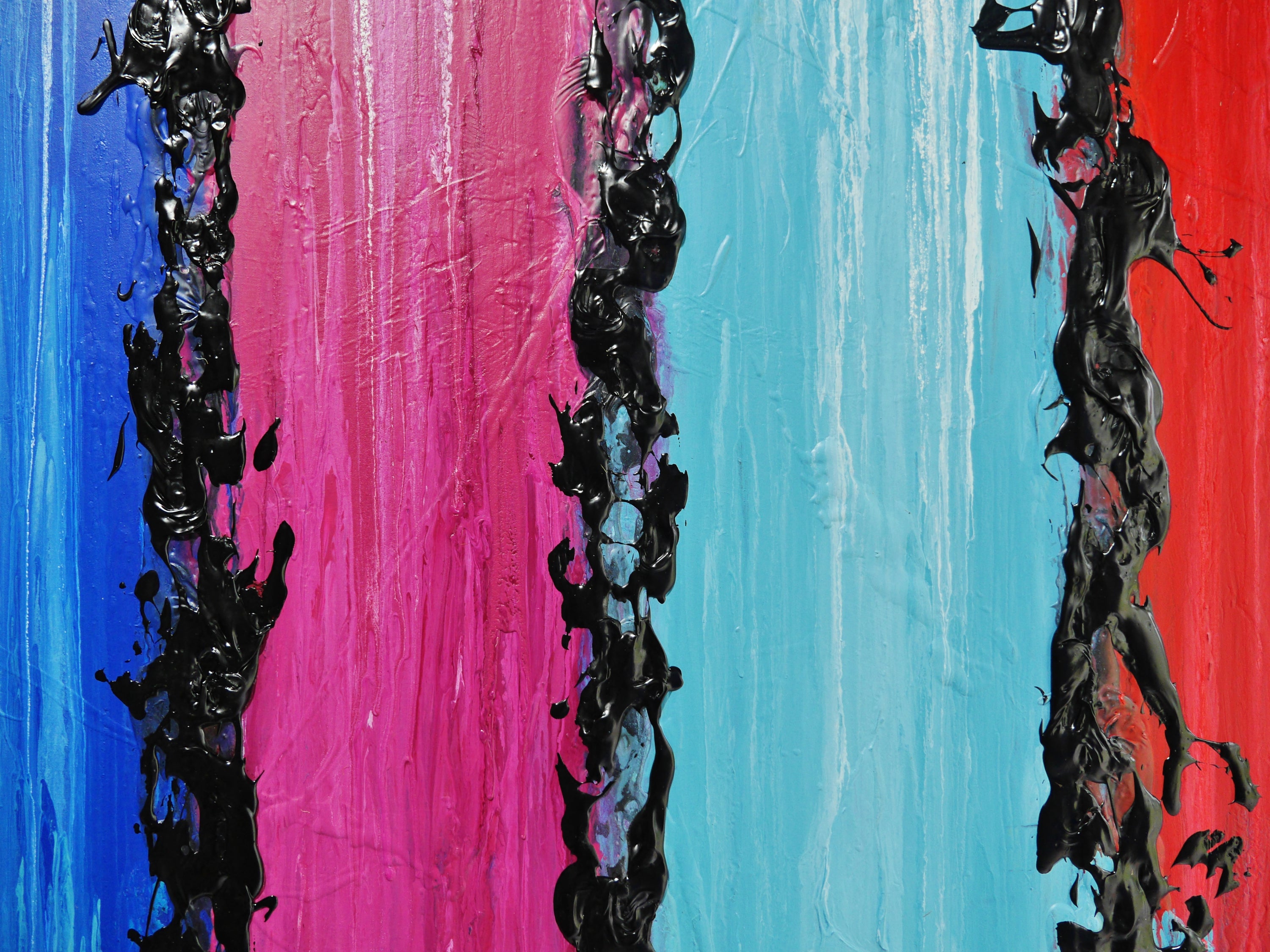 Colour Risque 295cm x 100cm Colourful Textured Abstract Painting (SOLD)