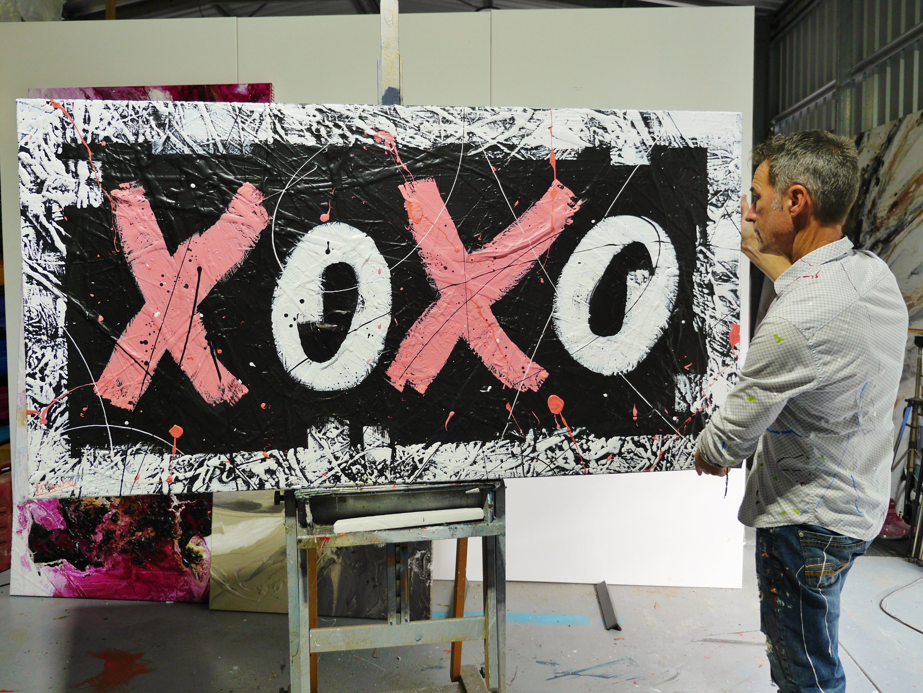 Free Lovin 190cm x 100cm Textured Urban Pop Art Painting (SOLD)-Urban Pop Art-[Franko_Artist]-[The_Block]-[Dream_Homes]-[ideas]- [Grand_Designs]-Franklin Art Studio