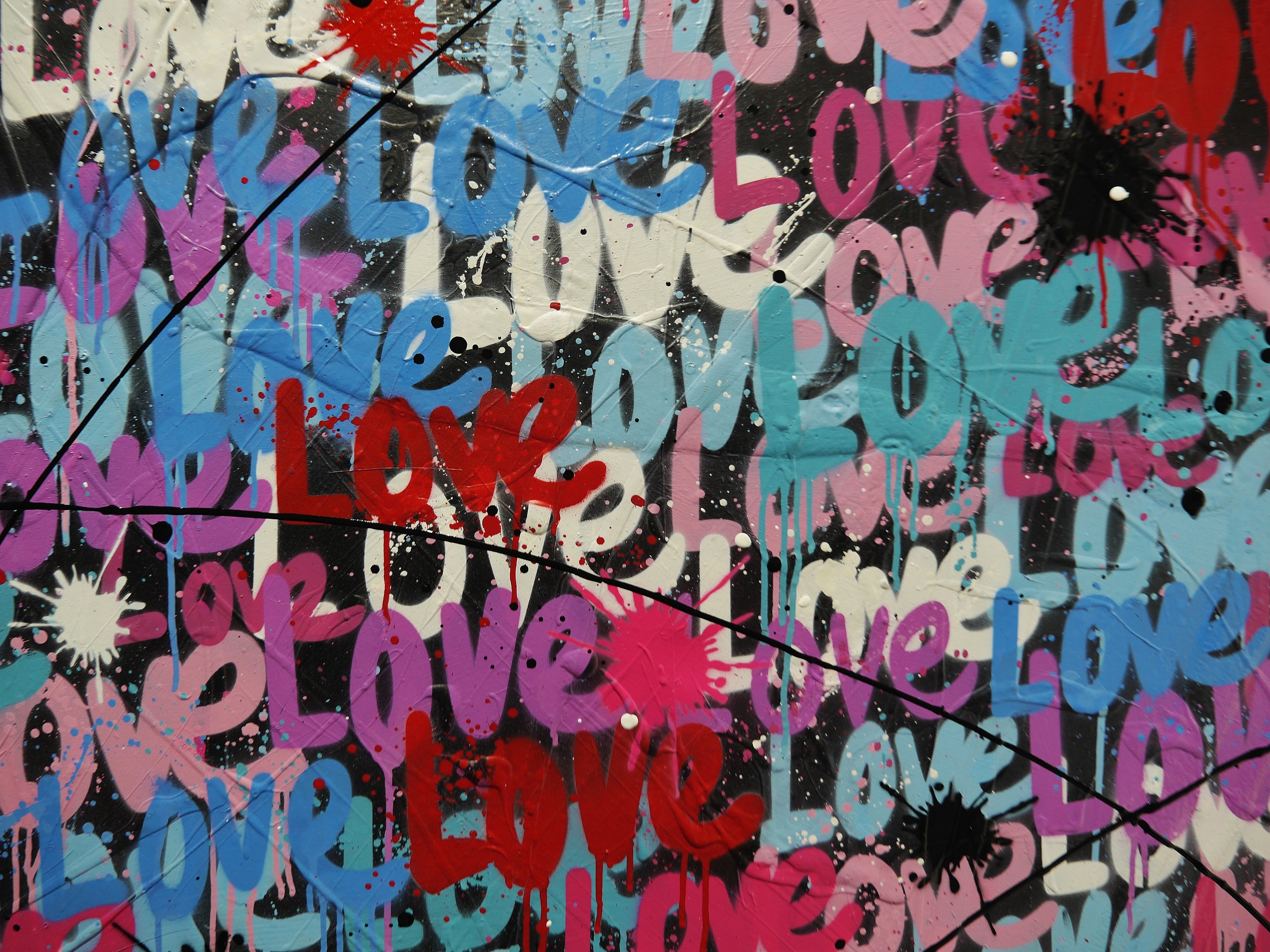 Loving 92cm x 100cm Textured Urban Pop Art Painting (SOLD)