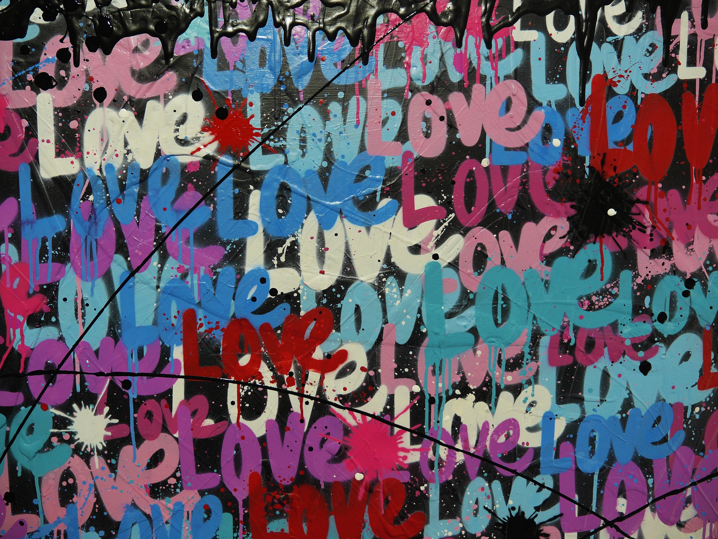 Loving 92cm x 100cm Textured Urban Pop Art Painting (SOLD)