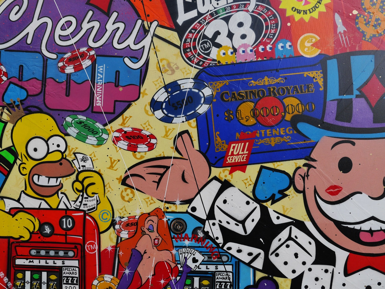 Bandits 250cm x 150cm Monopoly Man Textured Urban Pop Art Spray Paint Painting
