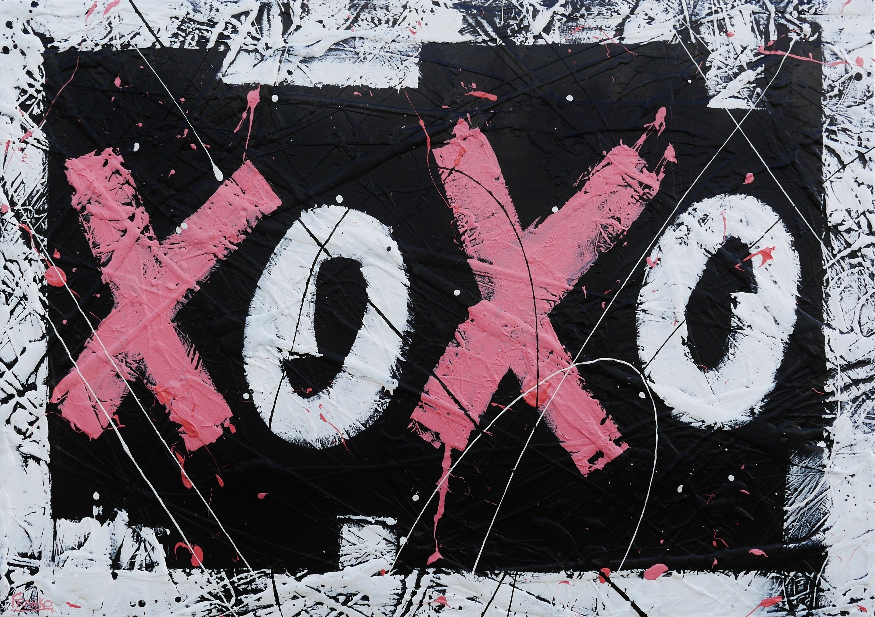 Hugs & Kisses 140cm x 100cm Textured Urban Pop Art Painting (SOLD)