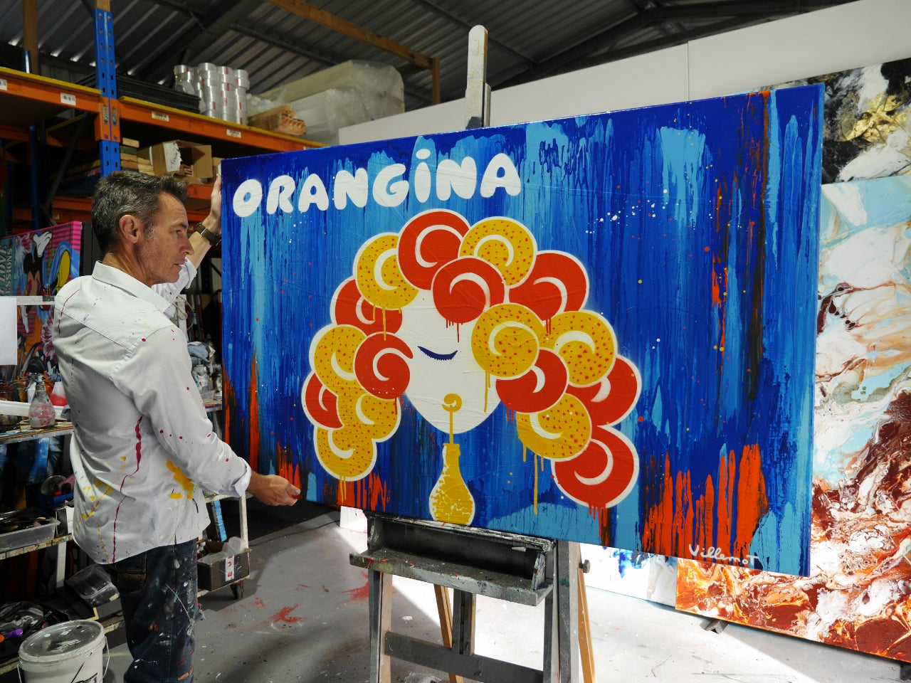 Spring Orangina 160cm x 100cm Textured Urban Pop Art Painting (SOLD)-Urban Pop Art-[Franko_Artist]-[The_Block]-[Dream_Homes]-[ideas]- [Grand_Designs]-Franklin Art Studio