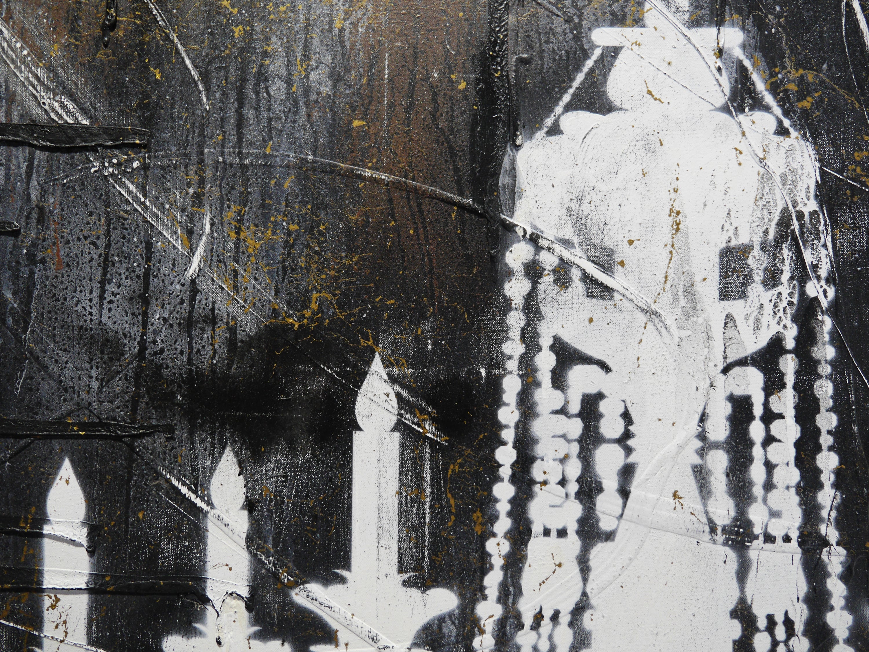 Gothic Drama 120cm x 120cm Chandeleir Textured Urban Pop Art Painting (SOLD)