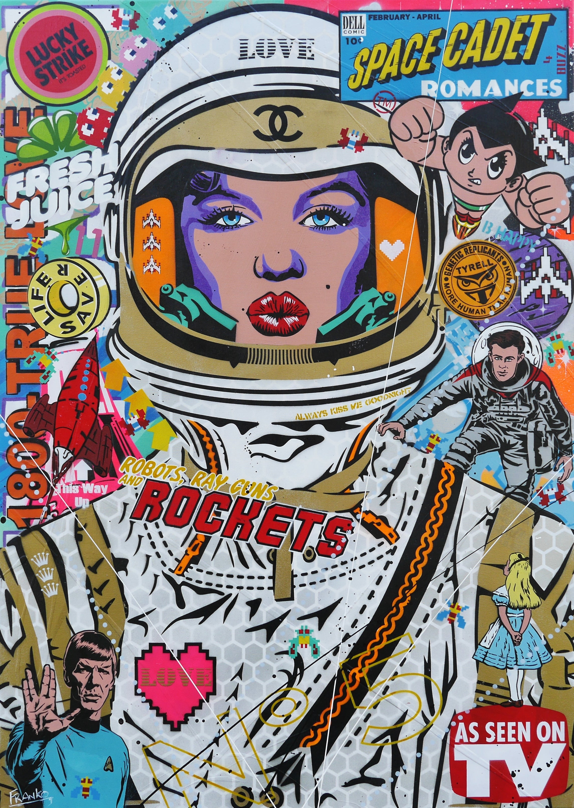 Lavender Cadet 100cm x 140cm Textured Urban Pop Art Painting-Urban Pop Art-[Franko_Artist]-[Australian_artist]-[Gold_Coast]-[Brisbane]-[modern]-[contemporary]-[original]-[Large_artwork]-Franklin Art Studio