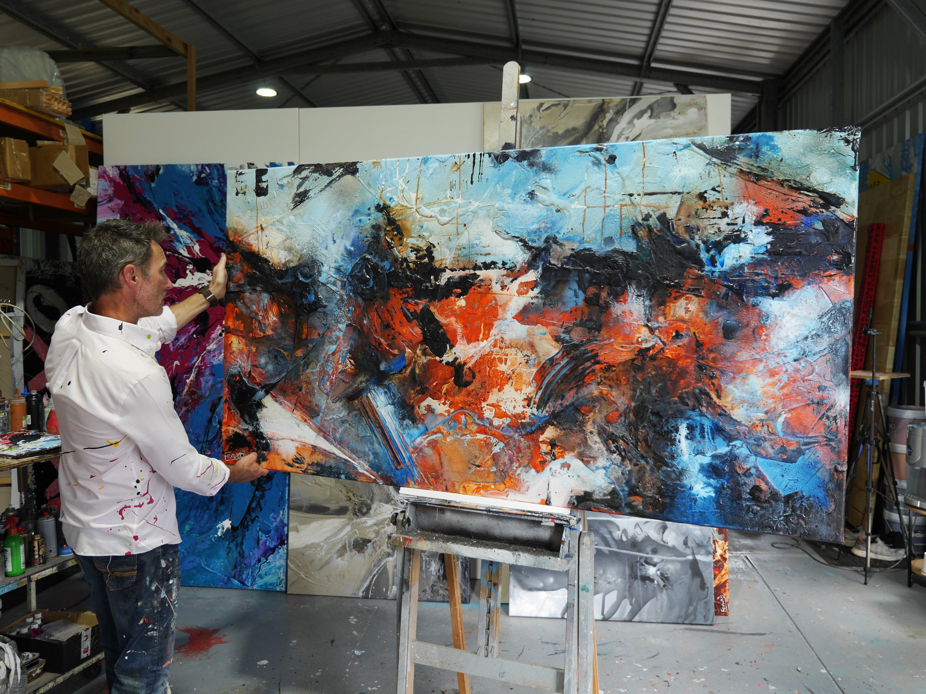 Resonance 190cm x 100cm Textured Abstract Painting (SOLD-Abstract-[Franko_Artist]-[The_Block]-[Dream_Homes]-[ideas]- [Grand_Designs]-Franklin Art Studio