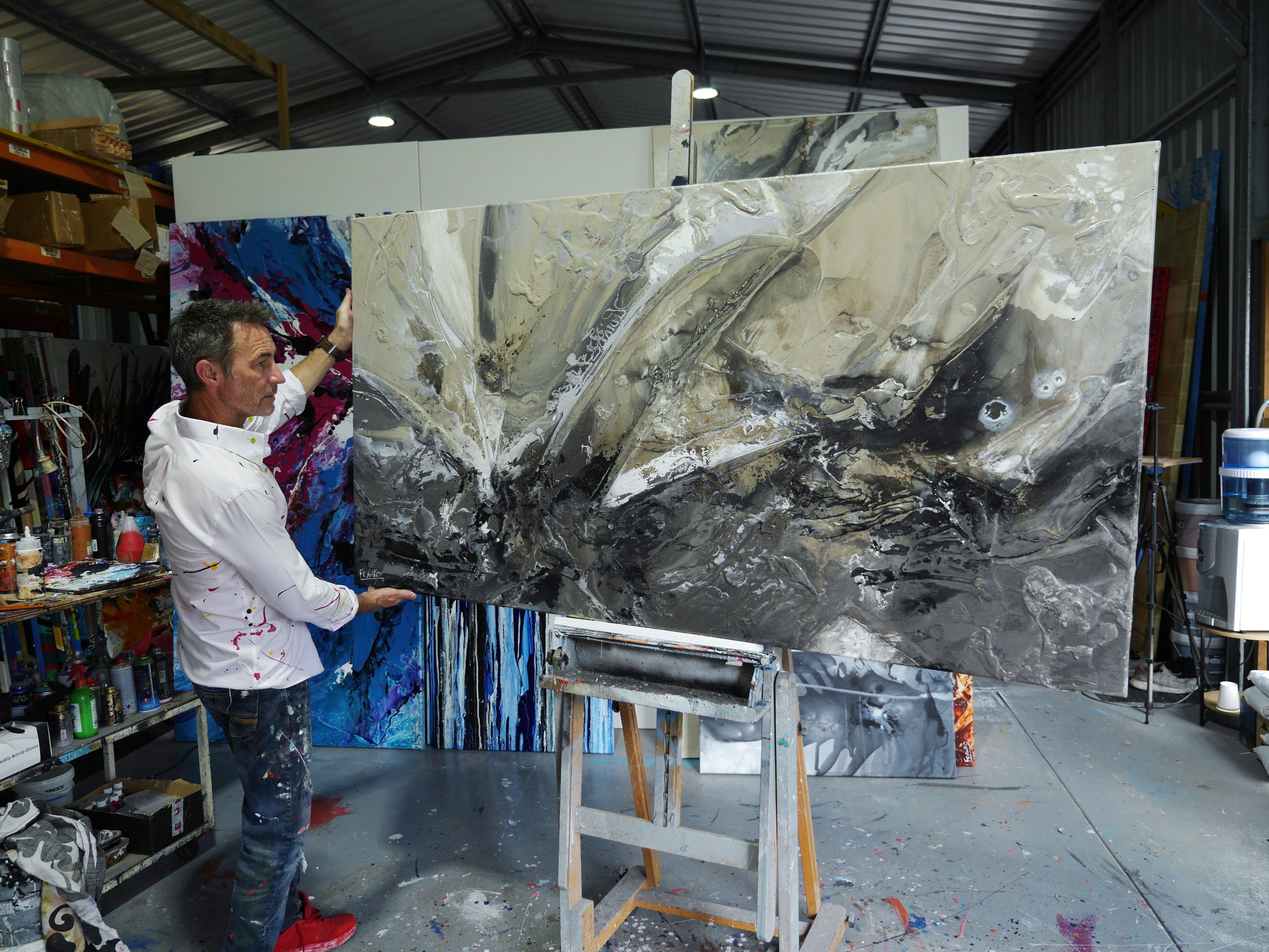 Raw Coffee 190cm x 100cm Textured Abstract Painting (SOLD)-Abstract-[Franko_Artist]-[The_Block]-[Dream_Homes]-[ideas]- [Grand_Designs]-Franklin Art Studio