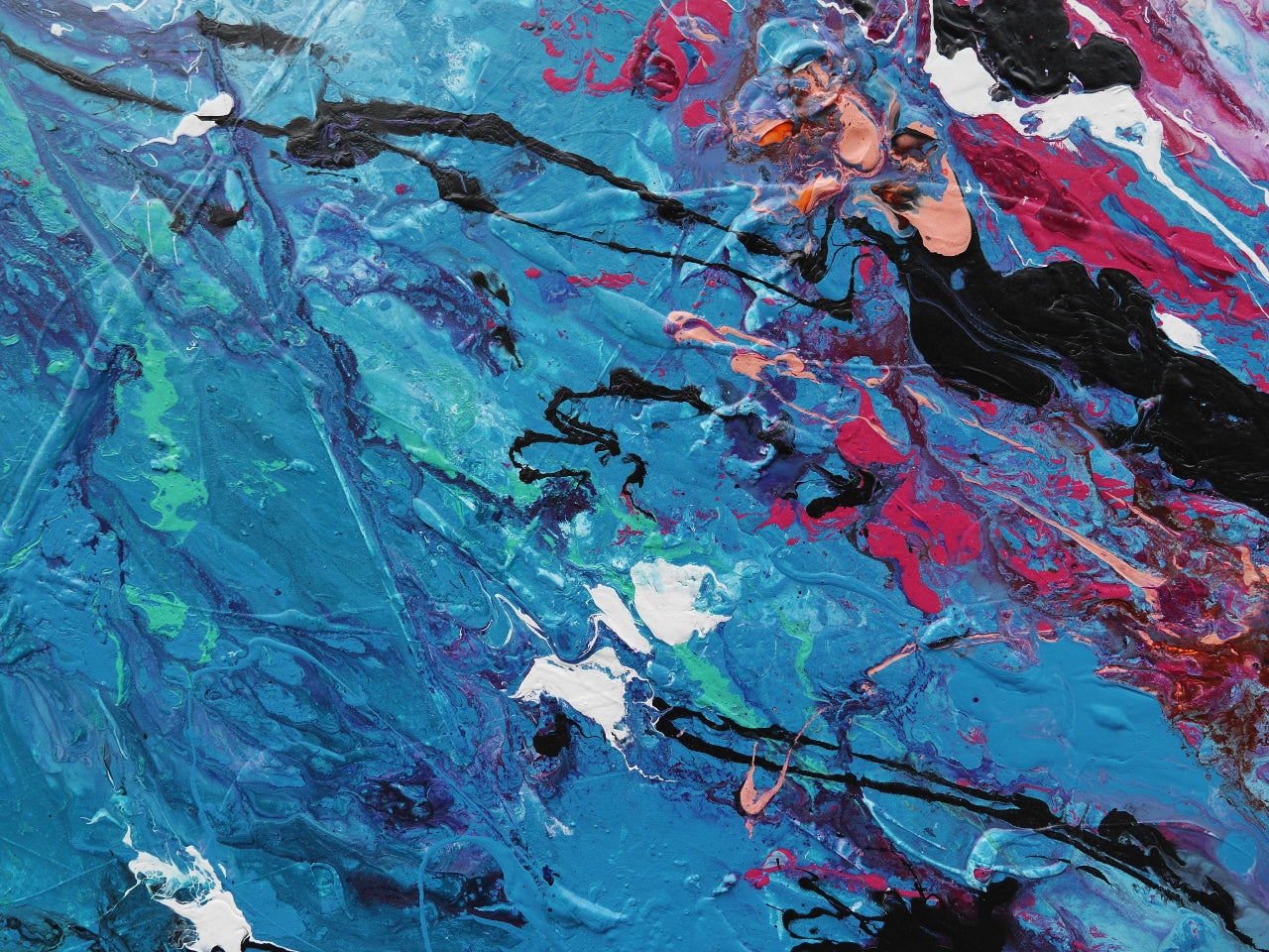 Bloom 240cm x 120cm Blue Pink Textured Abstract Painting (SOLD)