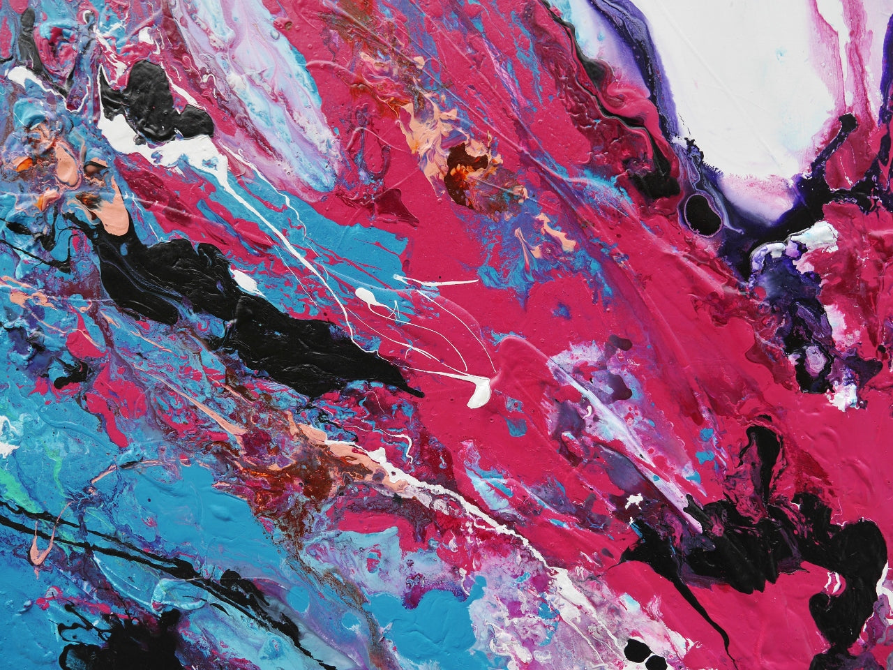 Bloom 240cm x 120cm Blue Pink Textured Abstract Painting (SOLD)