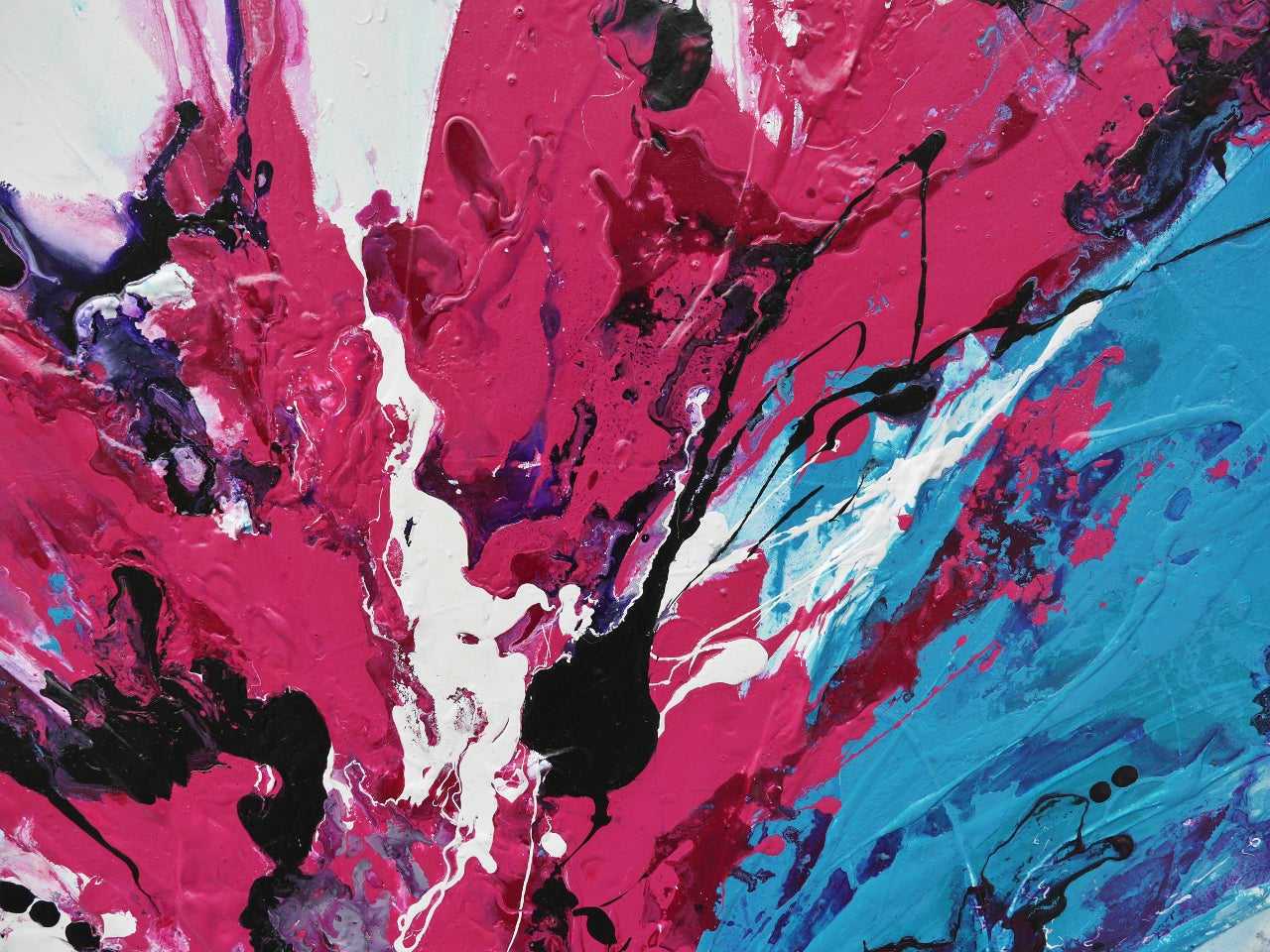 Bloom 240cm x 120cm Blue Pink Textured Abstract Painting (SOLD)