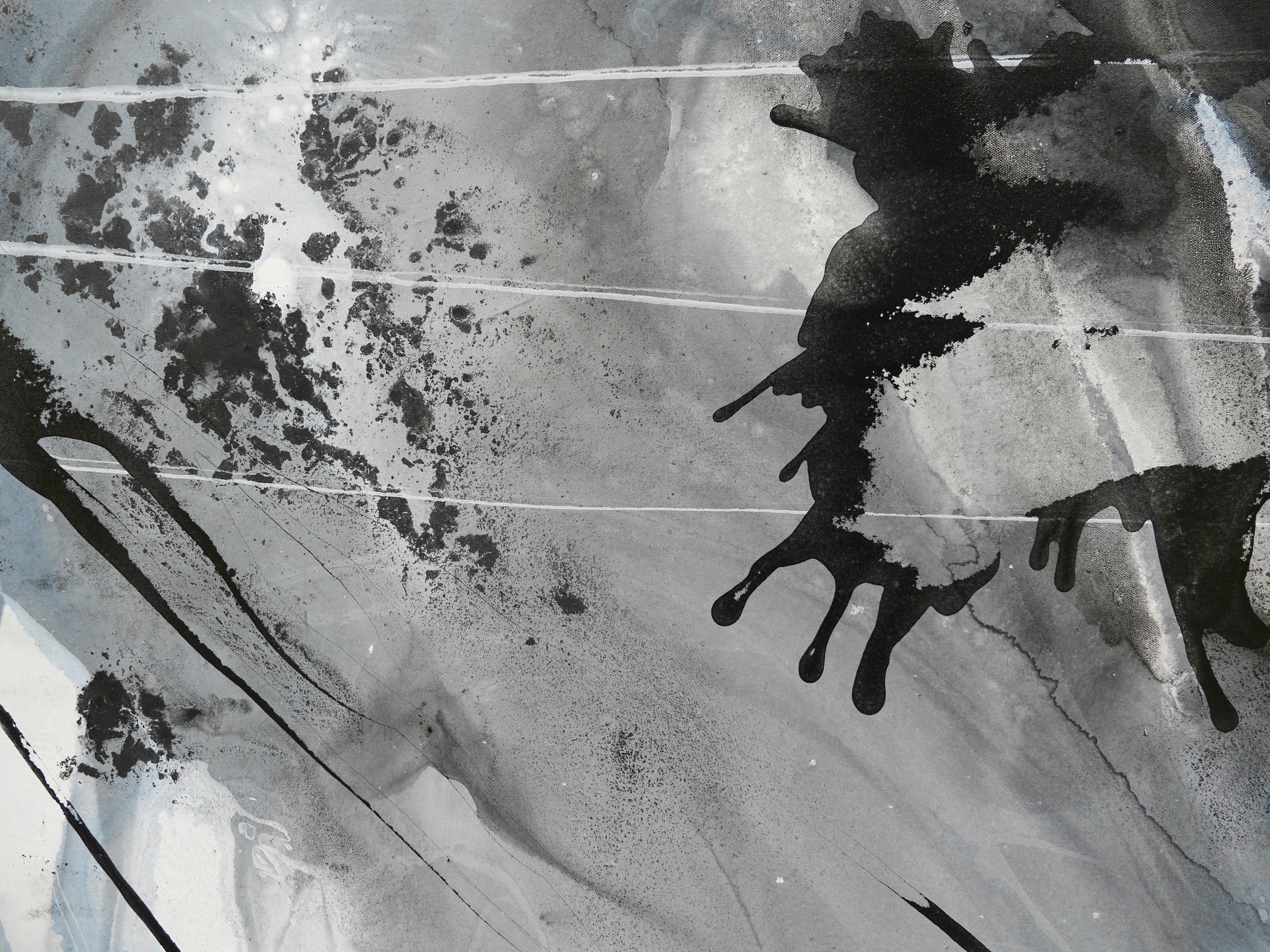 Refined 777 240cm x 100cm Greyscale Blended Ink Abstract Painting (SOLD)