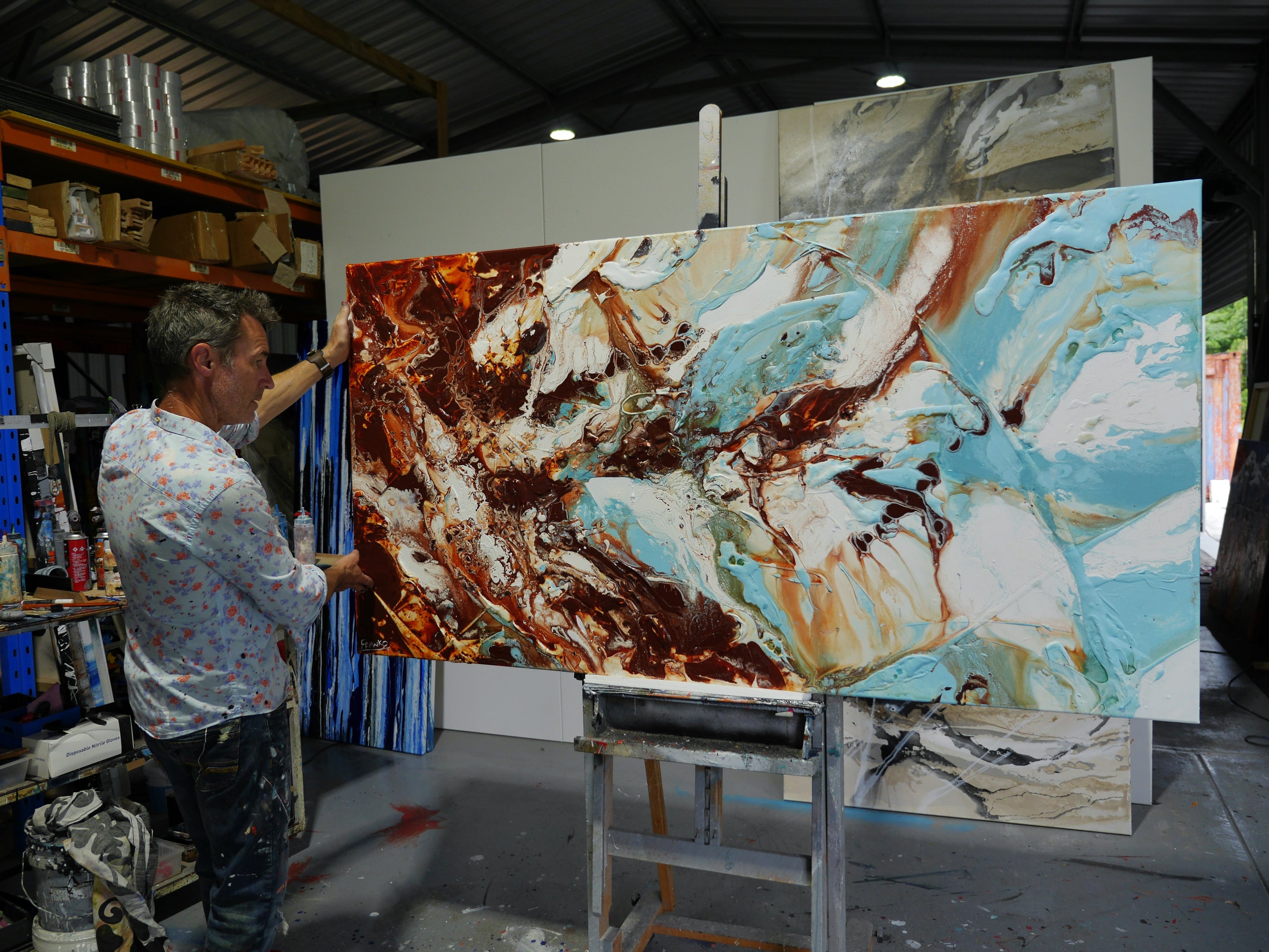 Altitude 190cm x 100cm Textured Abstract Painting (SOLD)-Abstract-[Franko_Artist]-[The_Block]-[Dream_Homes]-[ideas]- [Grand_Designs]-Franklin Art Studio