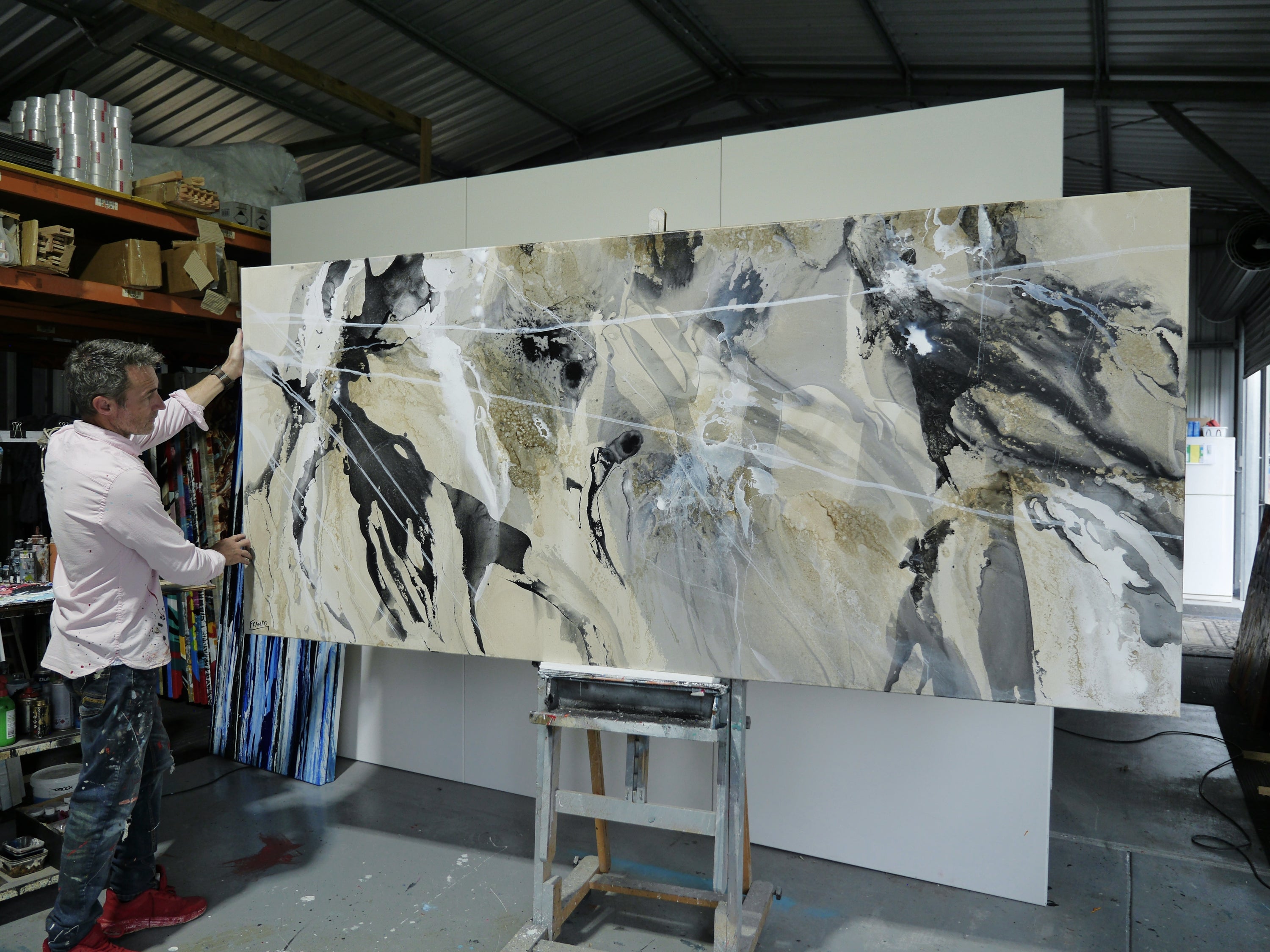 Refined 227 270cm x 120cm Blended Inks Abstract Painting (SOLD)-Abstract-[Franko_Artist]-[The_Block]-[Dream_Homes]-[ideas]- [Grand_Designs]-Franklin Art Studio