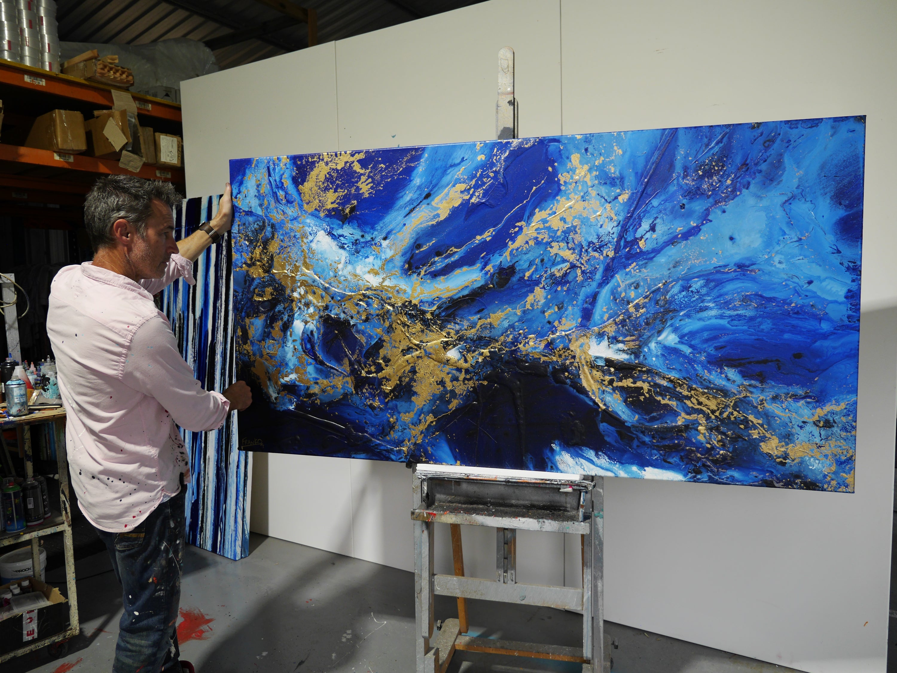 Admiral Torque 190cm x 100cm Textured Abstract Painting (SOLD)-Abstract-[Franko_Artist]-[The_Block]-[Dream_Homes]-[ideas]- [Grand_Designs]-Franklin Art Studio
