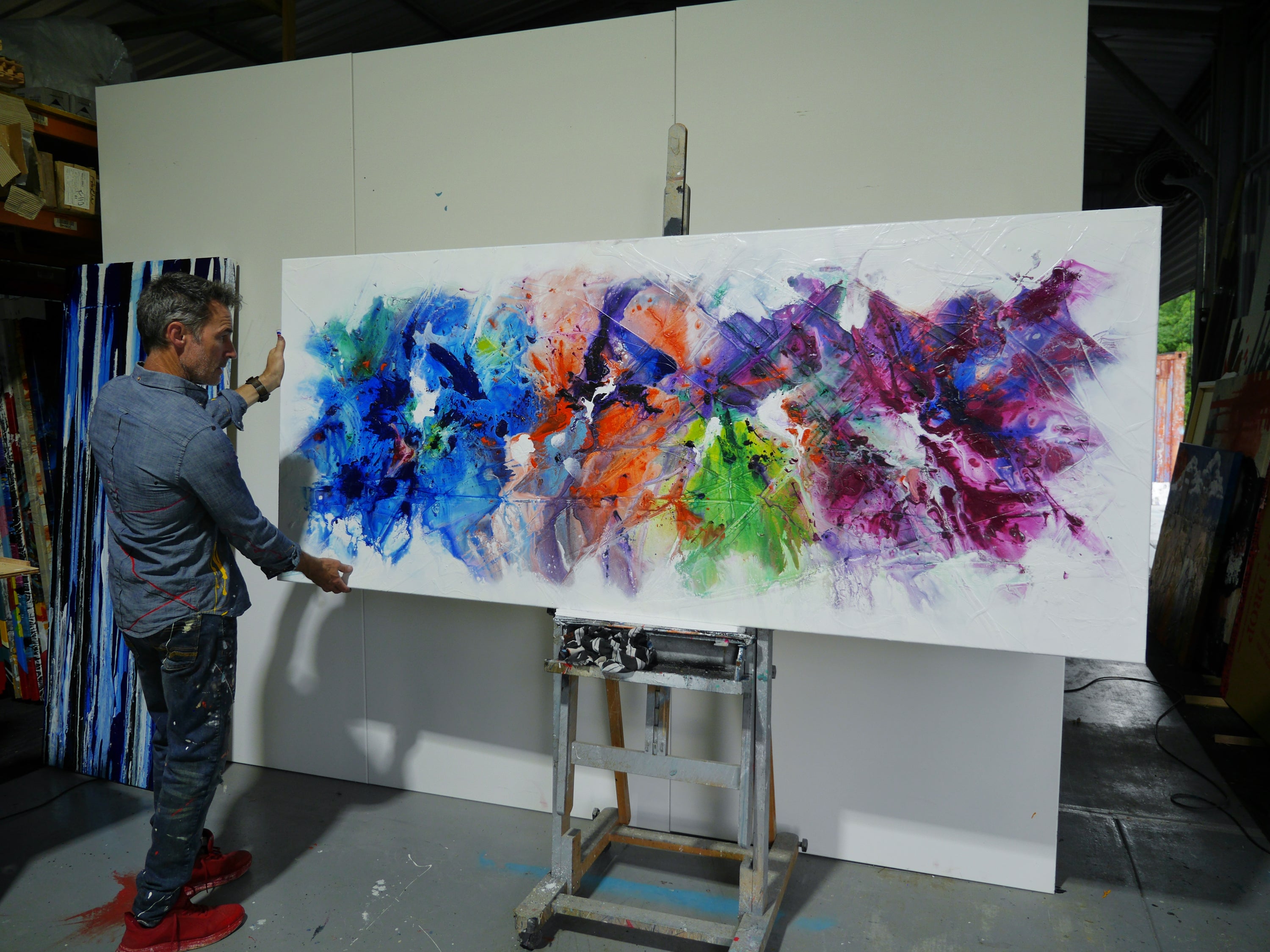Magenta Bouquet 240cm x 100cm Colourful Textured Abstract Painting (SOLD)-Abstract-[Franko_Artist]-[The_Block]-[Dream_Homes]-[ideas]- [Grand_Designs]-Franklin Art Studio