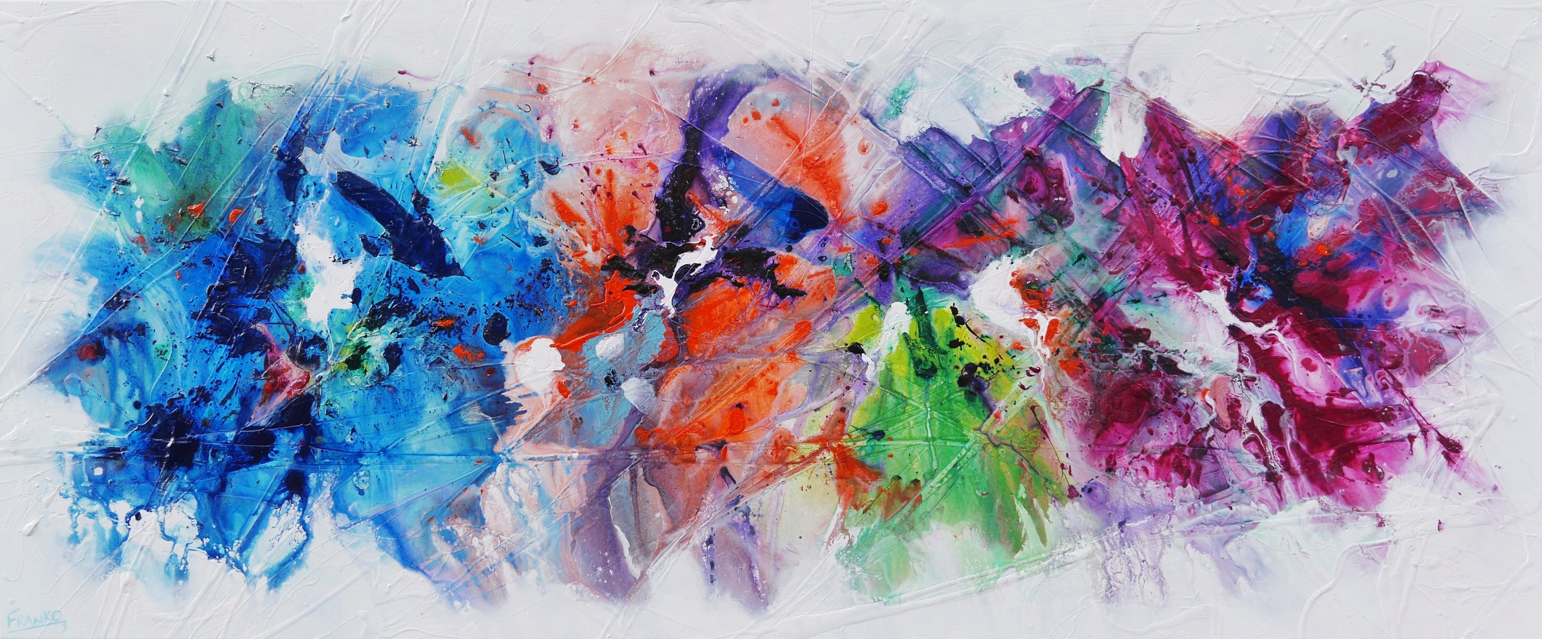 Magenta Bouquet 240cm x 100cm Colourful Textured Abstract Painting (SOLD)-Abstract-[Franko_Artist]-[Australian_artist]-[Gold_Coast]-[Brisbane]-[modern]-[contemporary]-[original]-[Large_artwork]-Franklin Art Studio