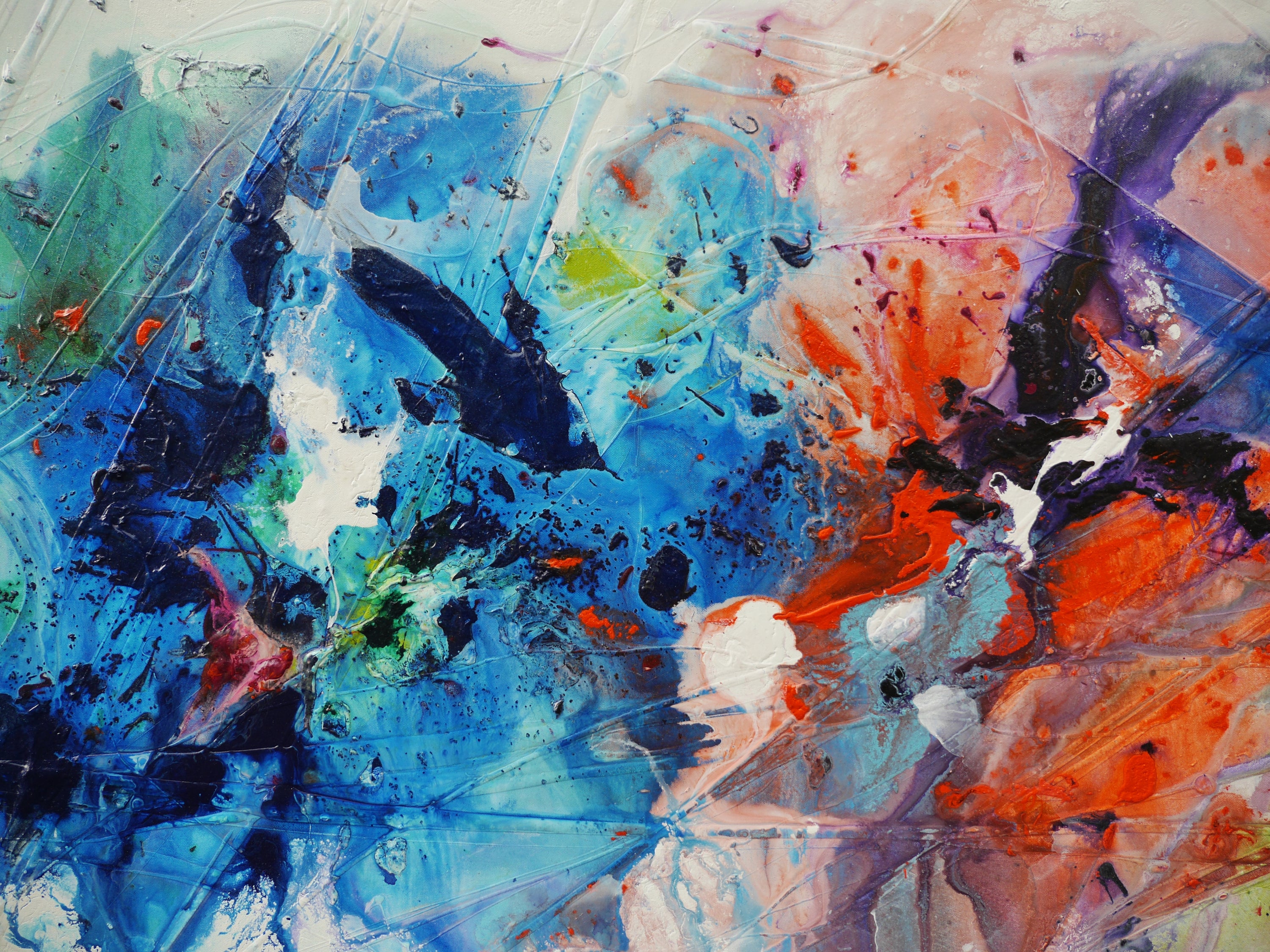 Magenta Bouquet 240cm x 100cm Colourful Textured Abstract Painting (SOLD)