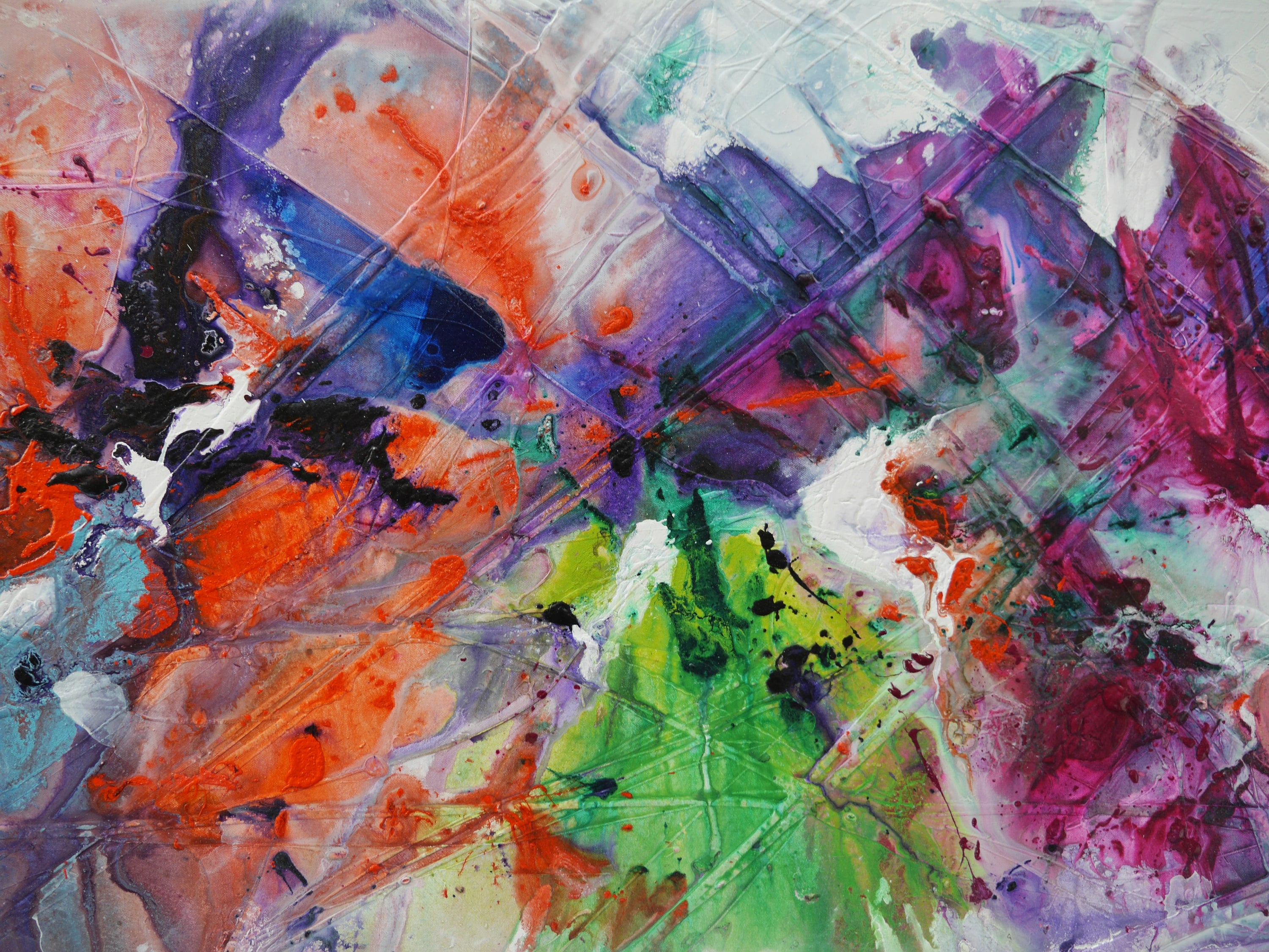 Magenta Bouquet 240cm x 100cm Colourful Textured Abstract Painting (SOLD)