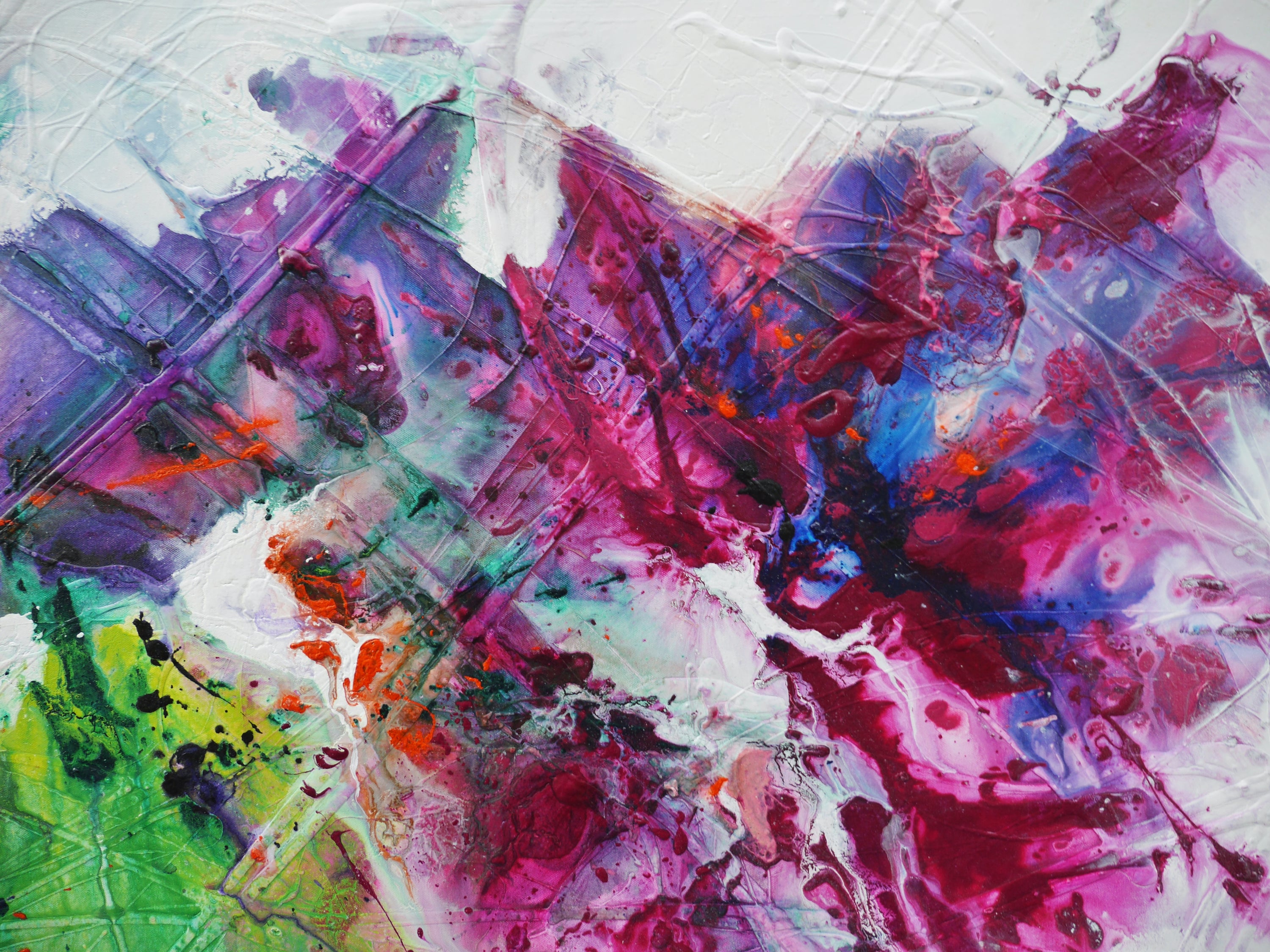 Magenta Bouquet 240cm x 100cm Colourful Textured Abstract Painting (SOLD)