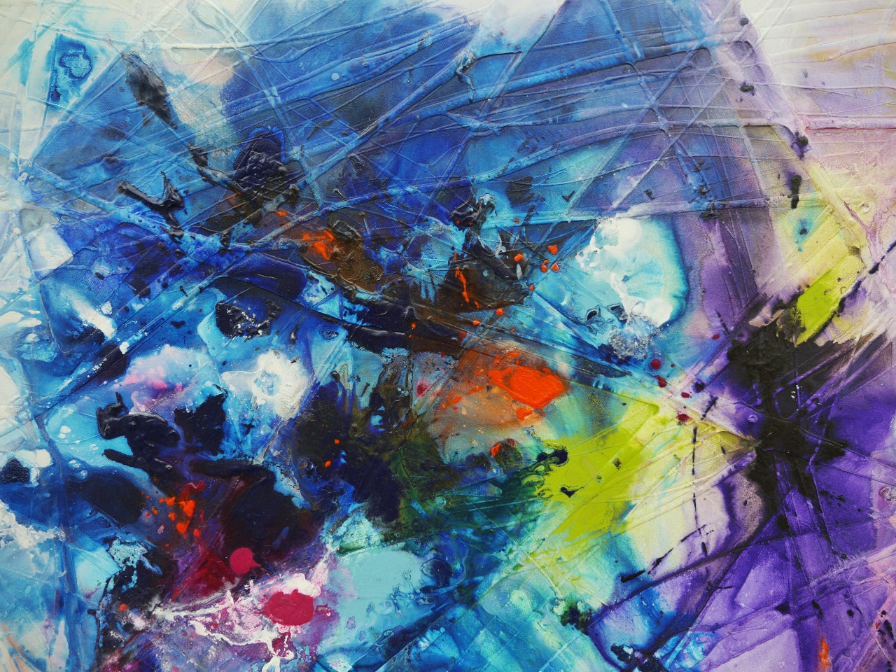 Blooming Sapphire 190cm x 100cm Colourful Textured Abstract Painting (SOLD)
