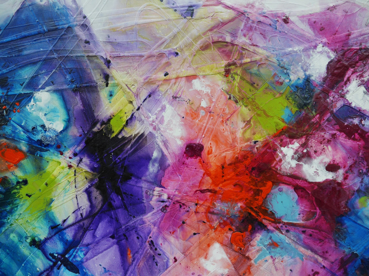 Blooming Sapphire 190cm x 100cm Colourful Textured Abstract Painting (SOLD)