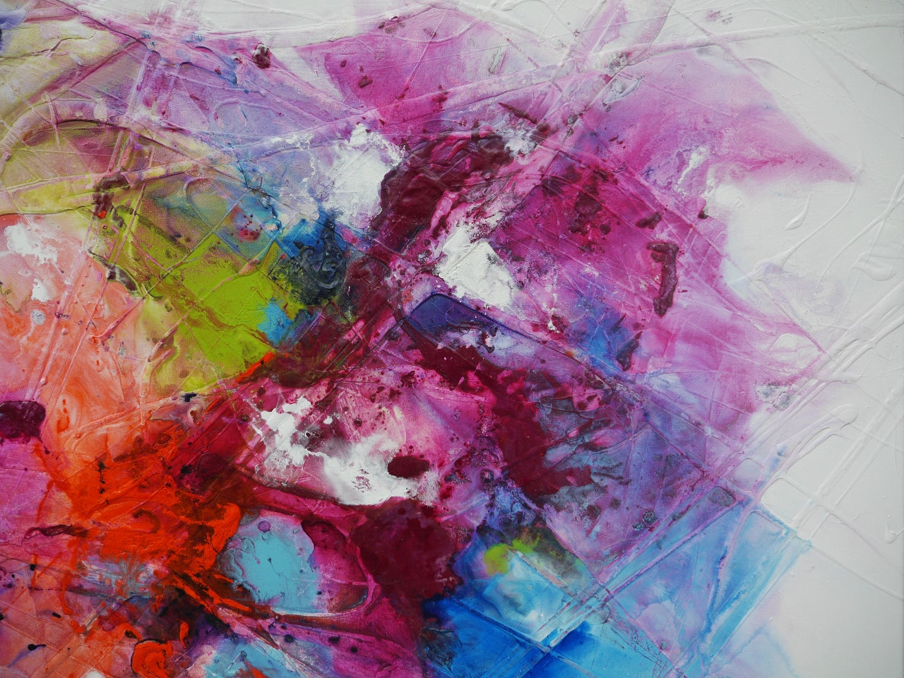 Blooming Sapphire 190cm x 100cm Colourful Textured Abstract Painting (SOLD)