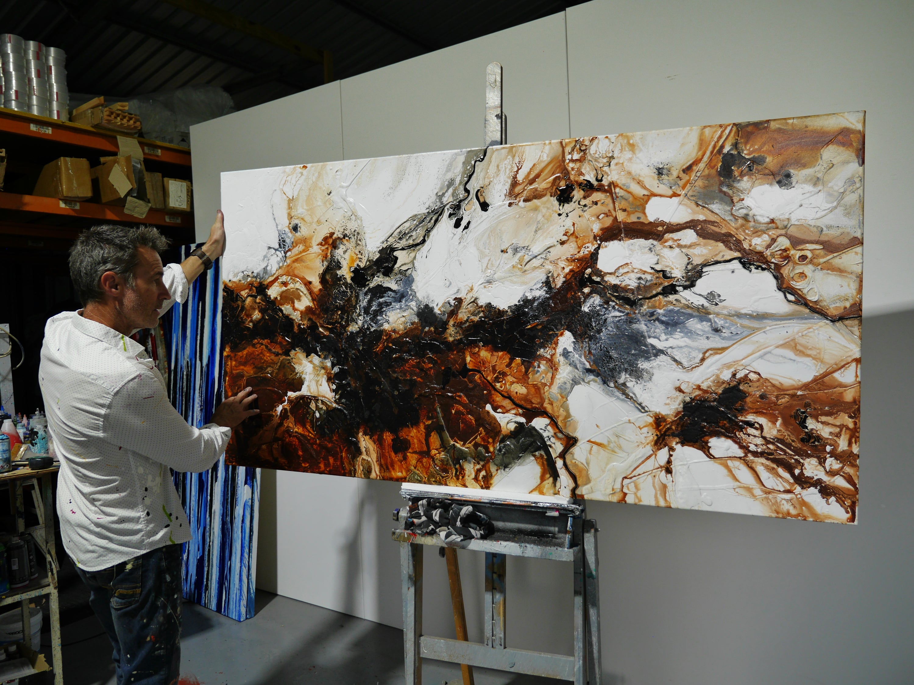 Slated Rust 190cm x 100cm Textured Abstract Painting (SOLD)-Abstract-[Franko_Artist]-[The_Block]-[Dream_Homes]-[ideas]- [Grand_Designs]-Franklin Art Studio