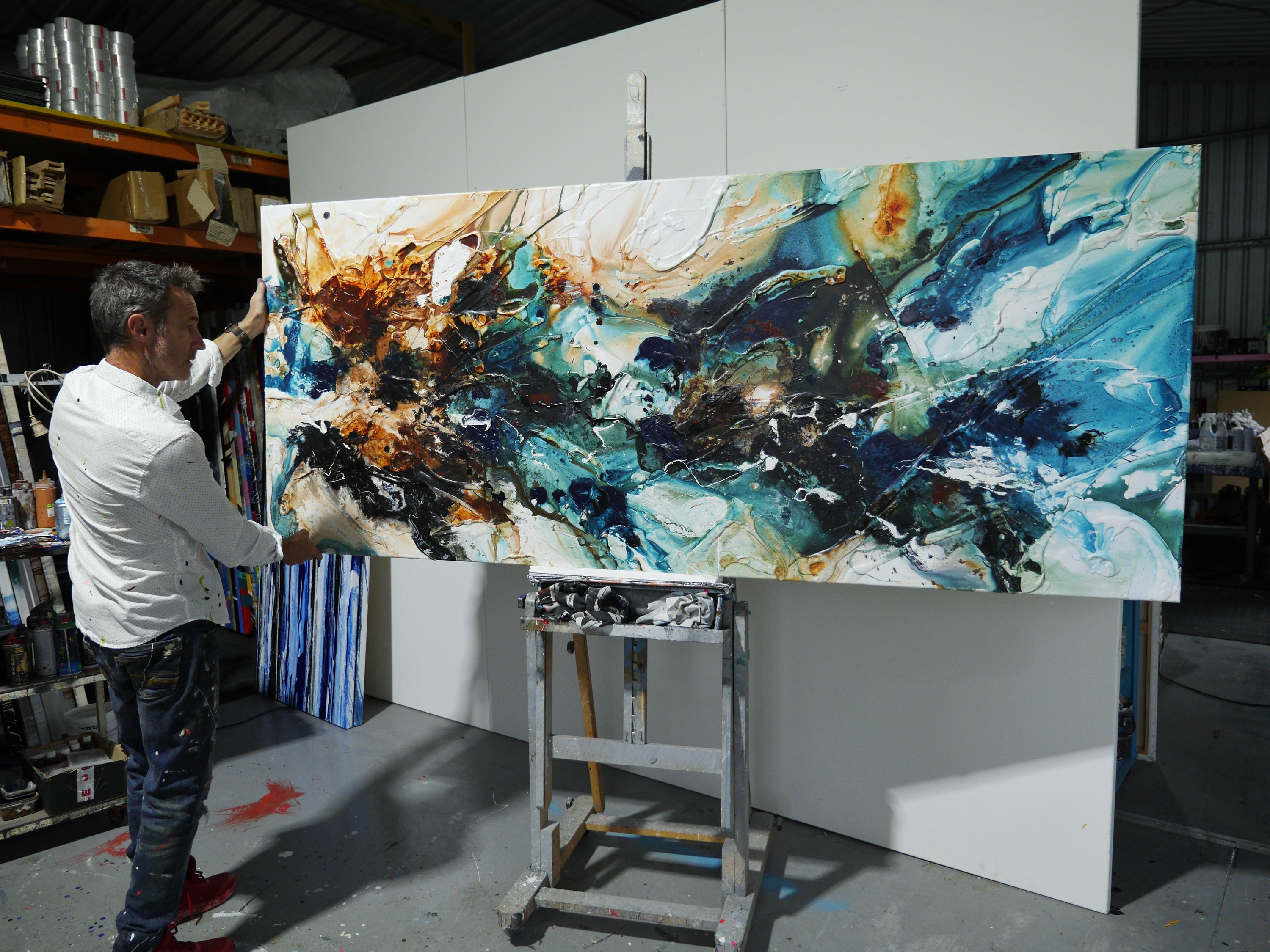 Raw Southern Oxide 240cm x 100cm Textured Abstract Painting (SOLD)-Abstract-[Franko_Artist]-[The_Block]-[Dream_Homes]-[ideas]- [Grand_Designs]-Franklin Art Studio
