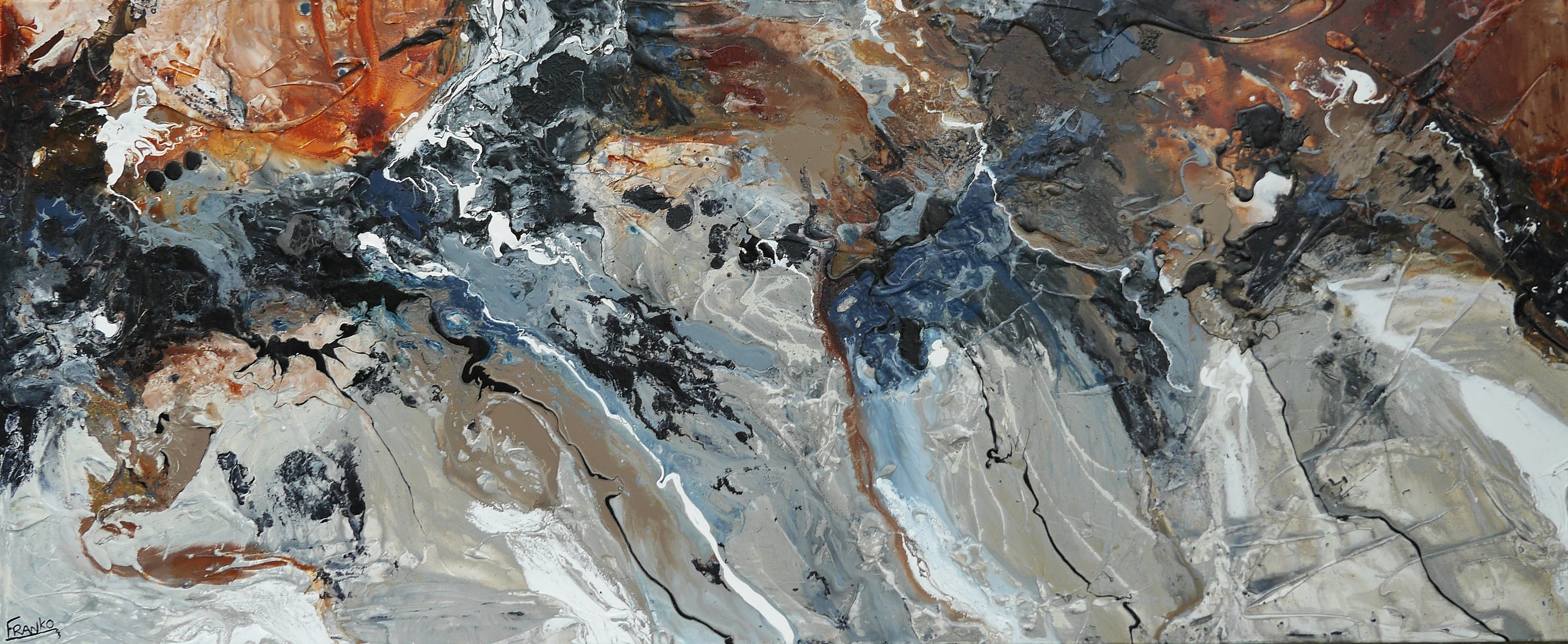 Rusted Denim 240cm x 100cm Textured Abstract Painting (SOLD)-Abstract-[Franko_Artist]-[Australian_artist]-[Gold_Coast]-[Brisbane]-[modern]-[contemporary]-[original]-[Large_artwork]-Franklin Art Studio