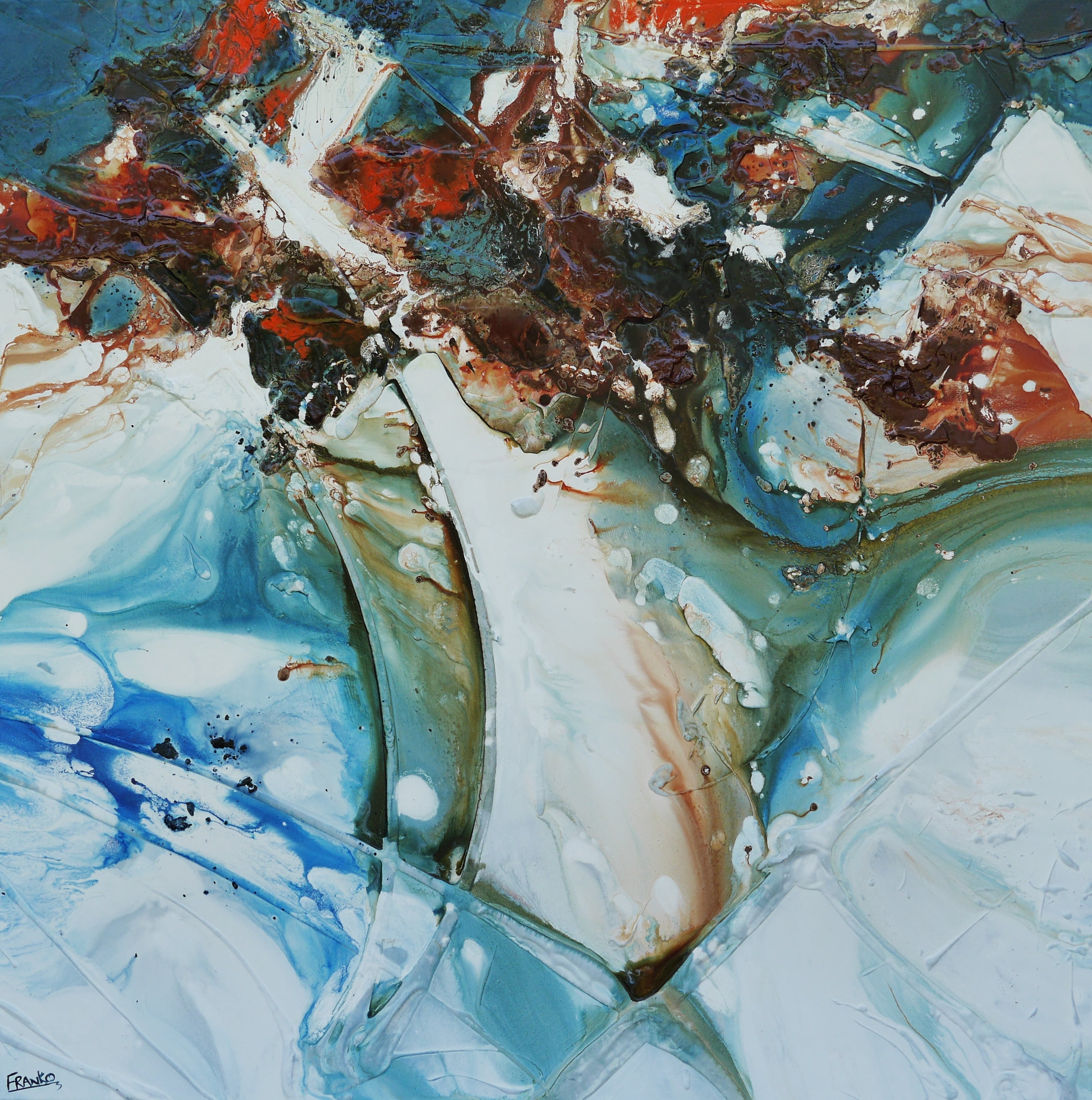 Midnight Denim 150cm x 150cm Rustic Blue Textured Abstract Painting (SOLD)-Abstract-[Franko_Artist]-[Australian_artist]-[Gold_Coast]-[Brisbane]-[modern]-[contemporary]-[original]-[Large_artwork]-Franklin Art Studio