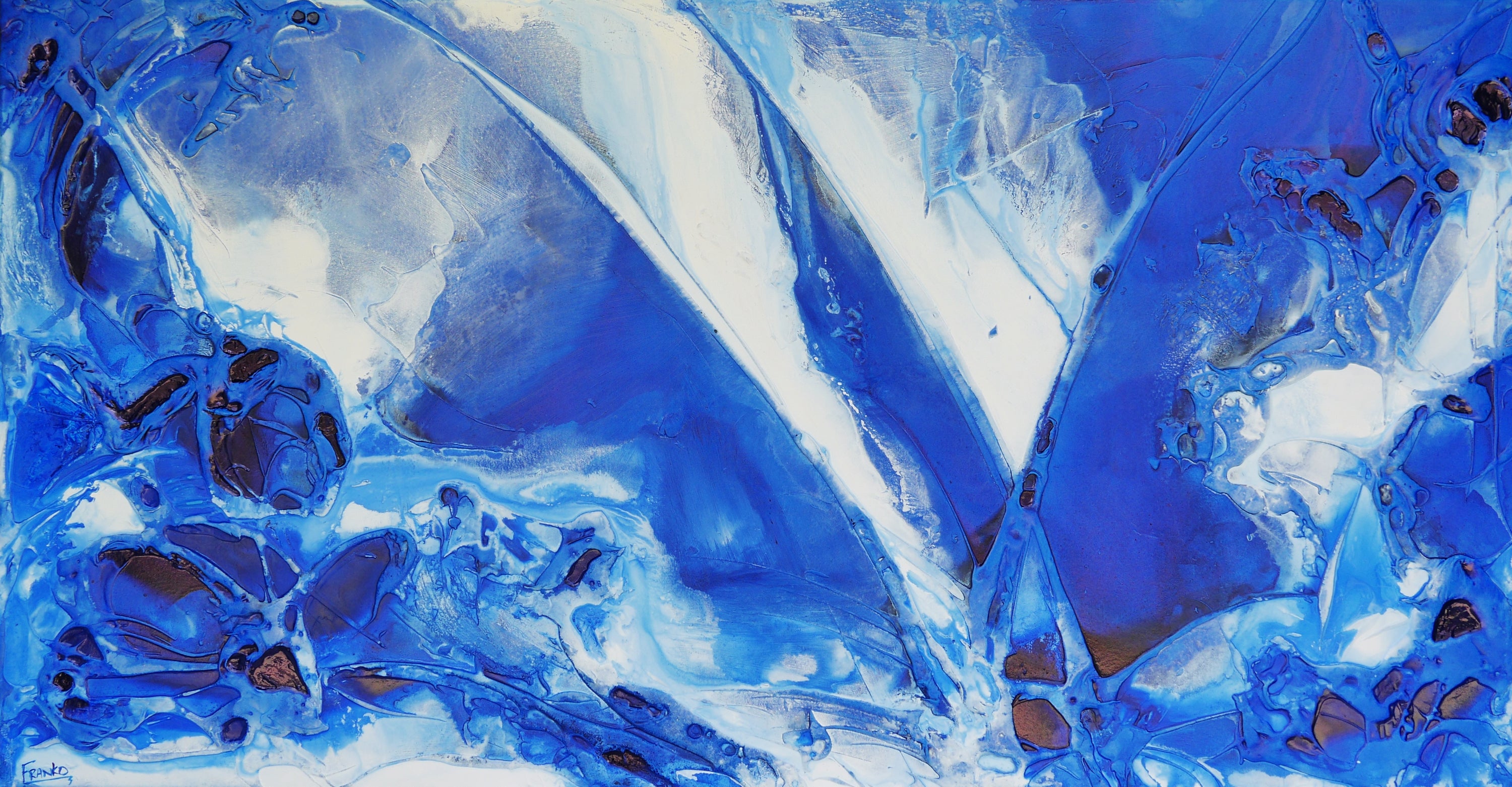 Blue Bay 190cm x 100cm Textured Abstract Painting (SOLD)-Abstract-[Franko_Artist]-[Australian_artist]-[Gold_Coast]-[Brisbane]-[modern]-[contemporary]-[original]-[Large_artwork]-Franklin Art Studio