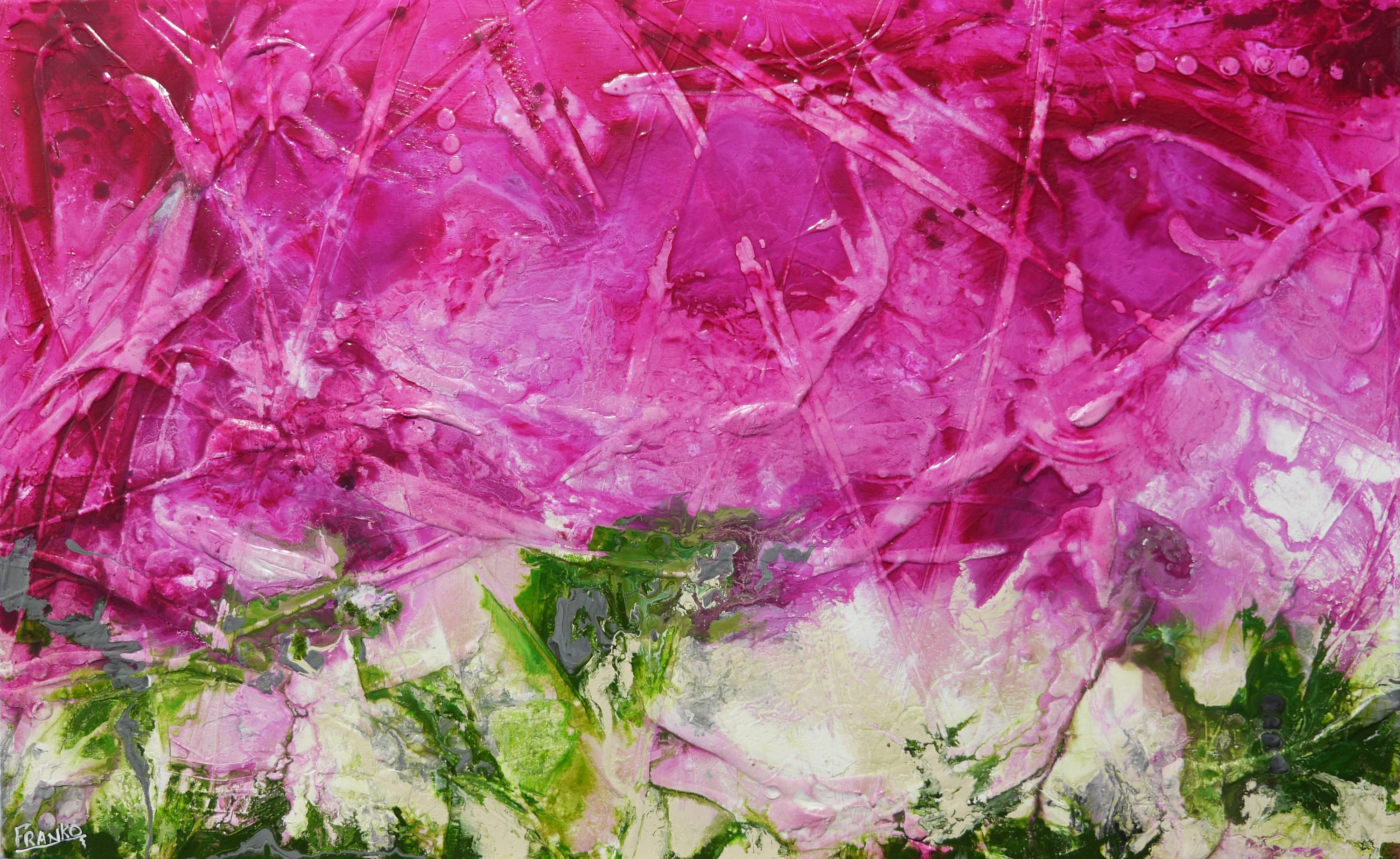Pretty in Pink 160cm x 100cm Pink Green Textured Abstract Painting (SOLD)-Abstract-[Franko_Artist]-[Australian_artist]-[Gold_Coast]-[Brisbane]-[modern]-[contemporary]-[original]-[Large_artwork]-Franklin Art Studio