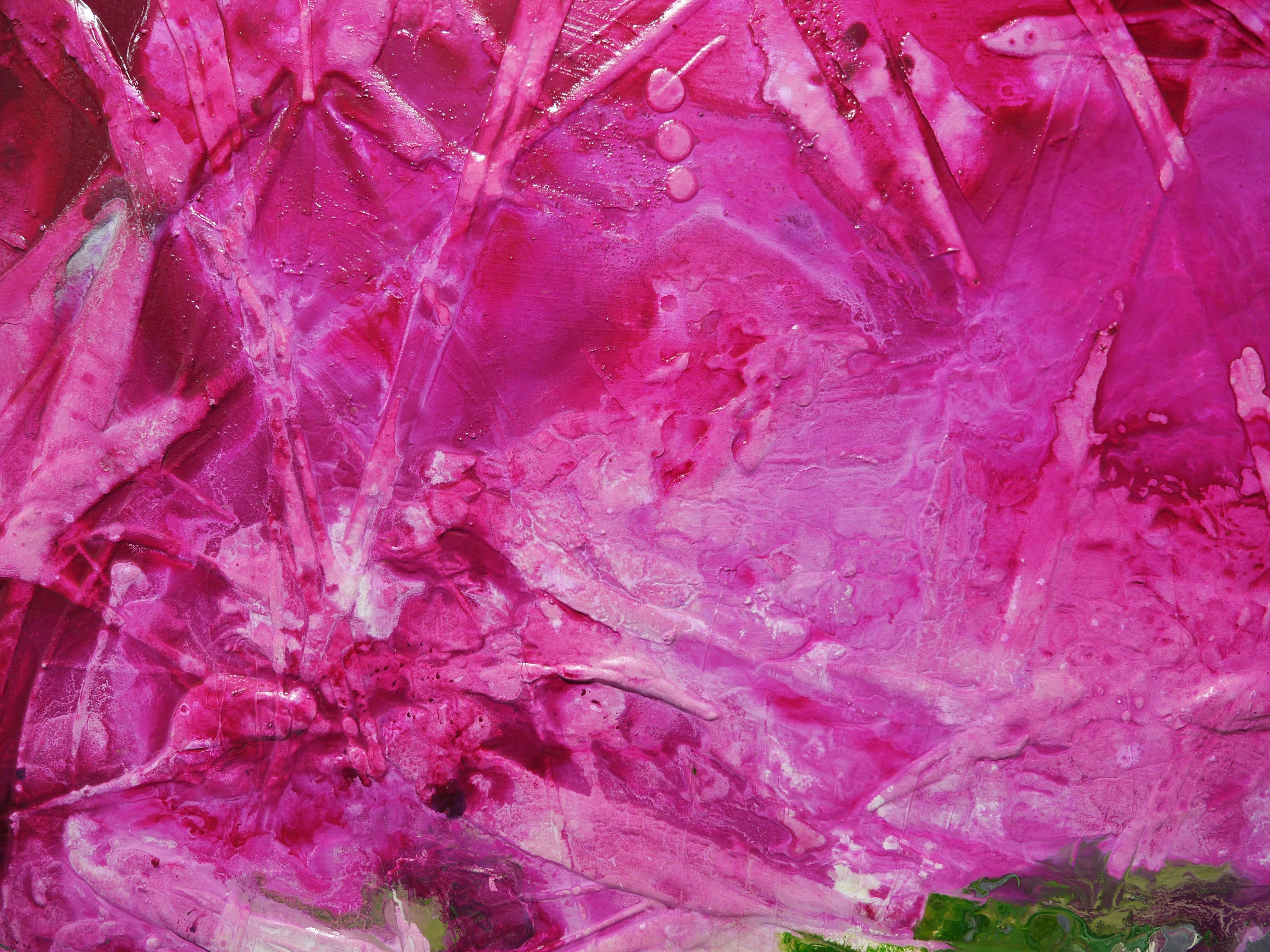 Pretty in Pink 160cm x 100cm Pink Green Textured Abstract Painting (SOLD)