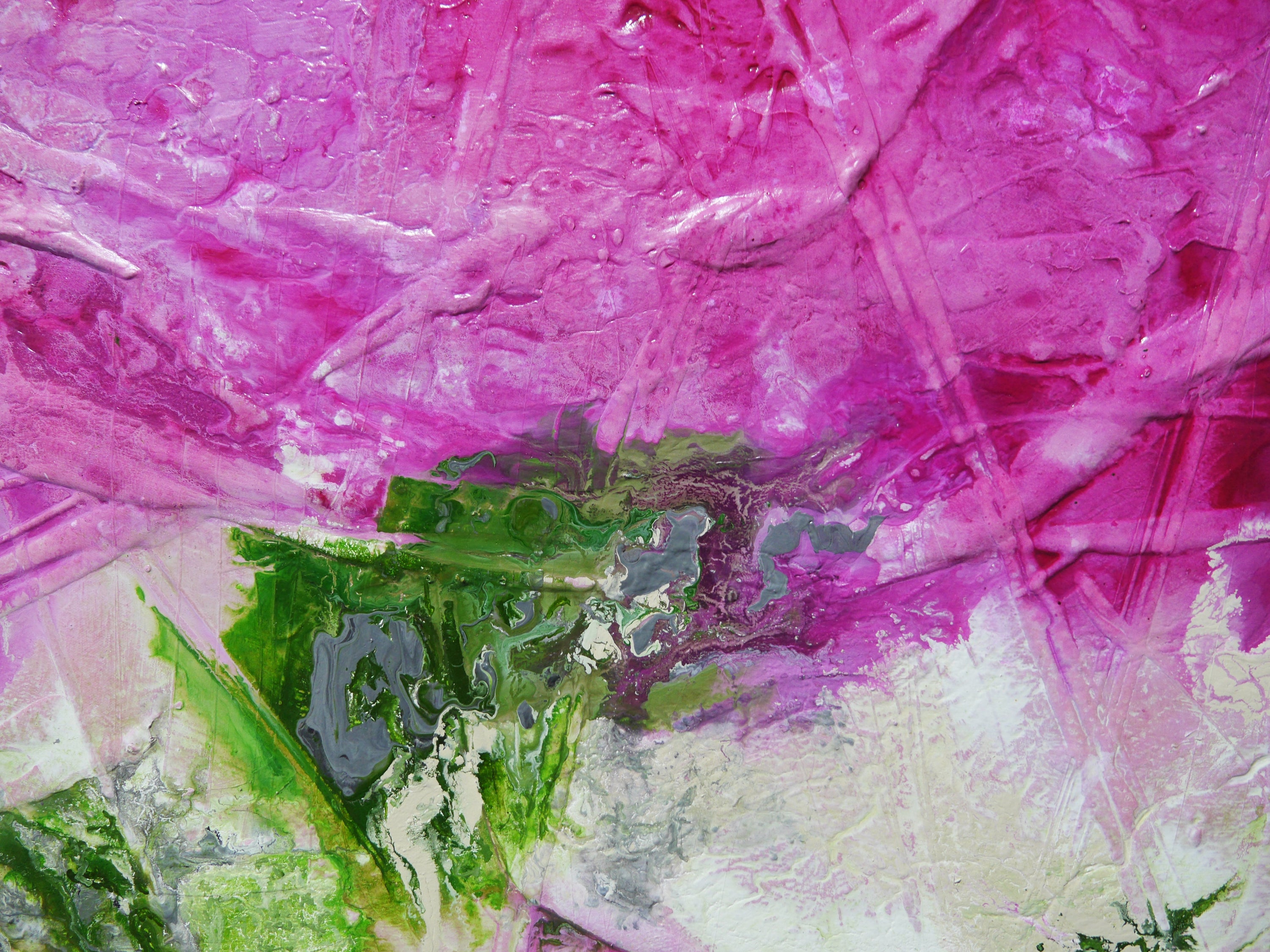 Pretty in Pink 160cm x 100cm Pink Green Textured Abstract Painting (SOLD)