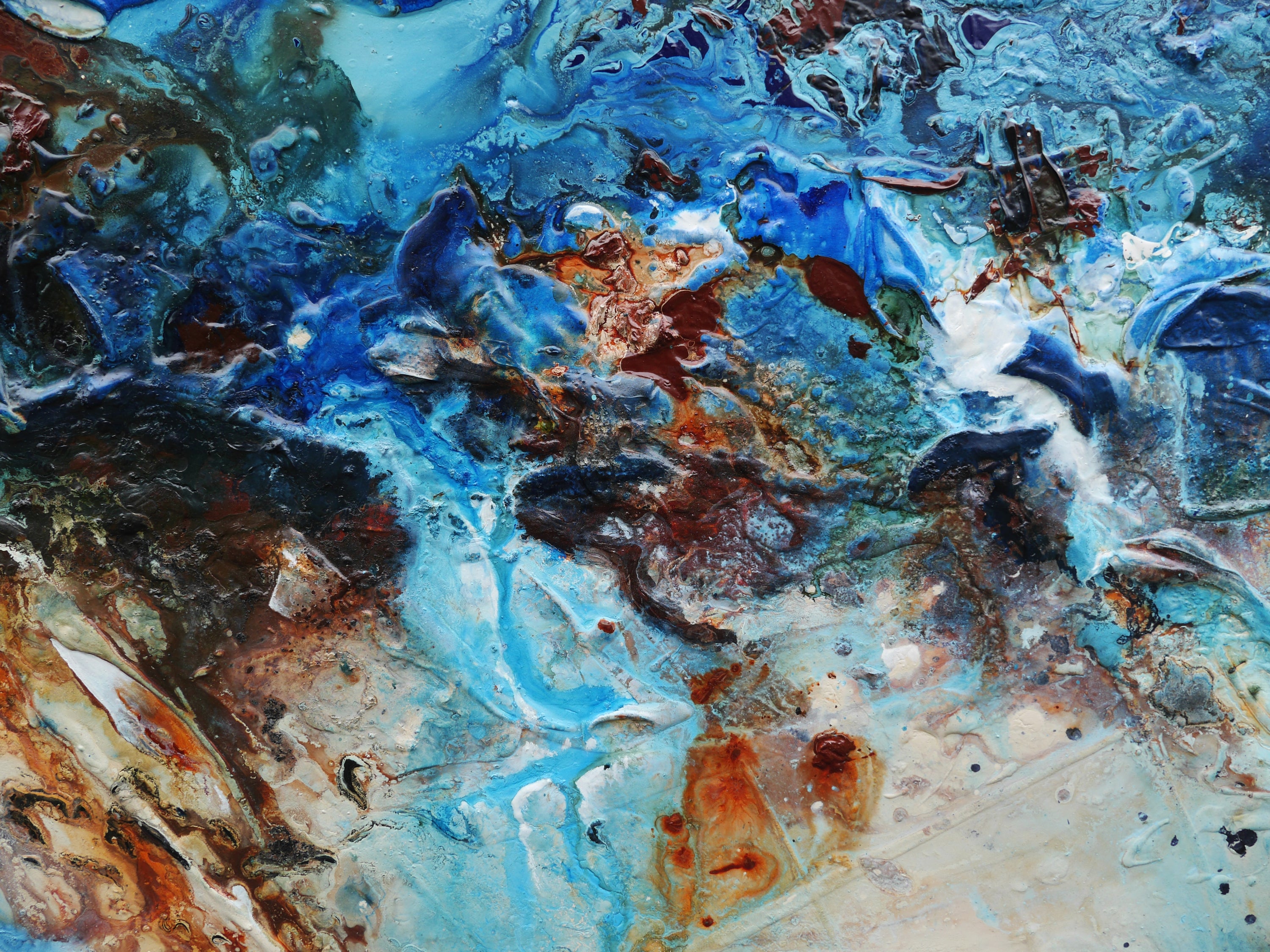 The Blu 240cm x 100cm Textured Abstract Painting (SOLD)